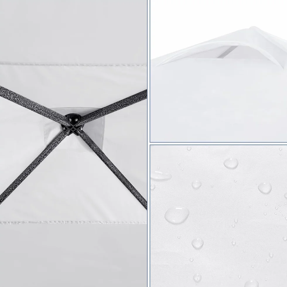 Yaheetech Carpa Plegable 3x3 m Cenador de Jardín con 1 Pared Lateral Altura Ajustable 262-282 cm Gazebo para Exterior Camping Playa Patio Anti-UV Impermeable y Bolsa de Arena