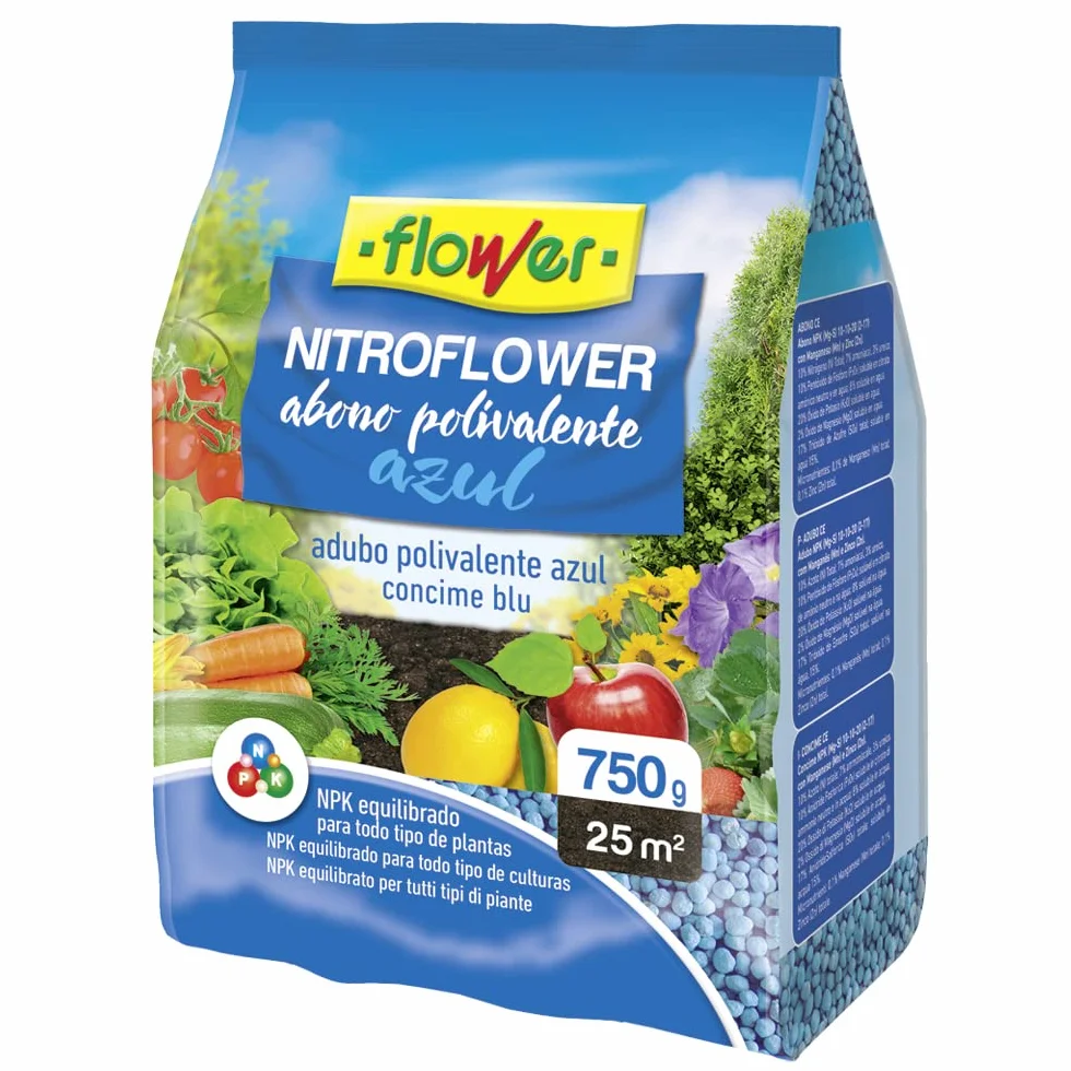 Abono Polivalente Granulado Azul NPK 10-10-20 con Mg, S y Micronutrientes 750 g