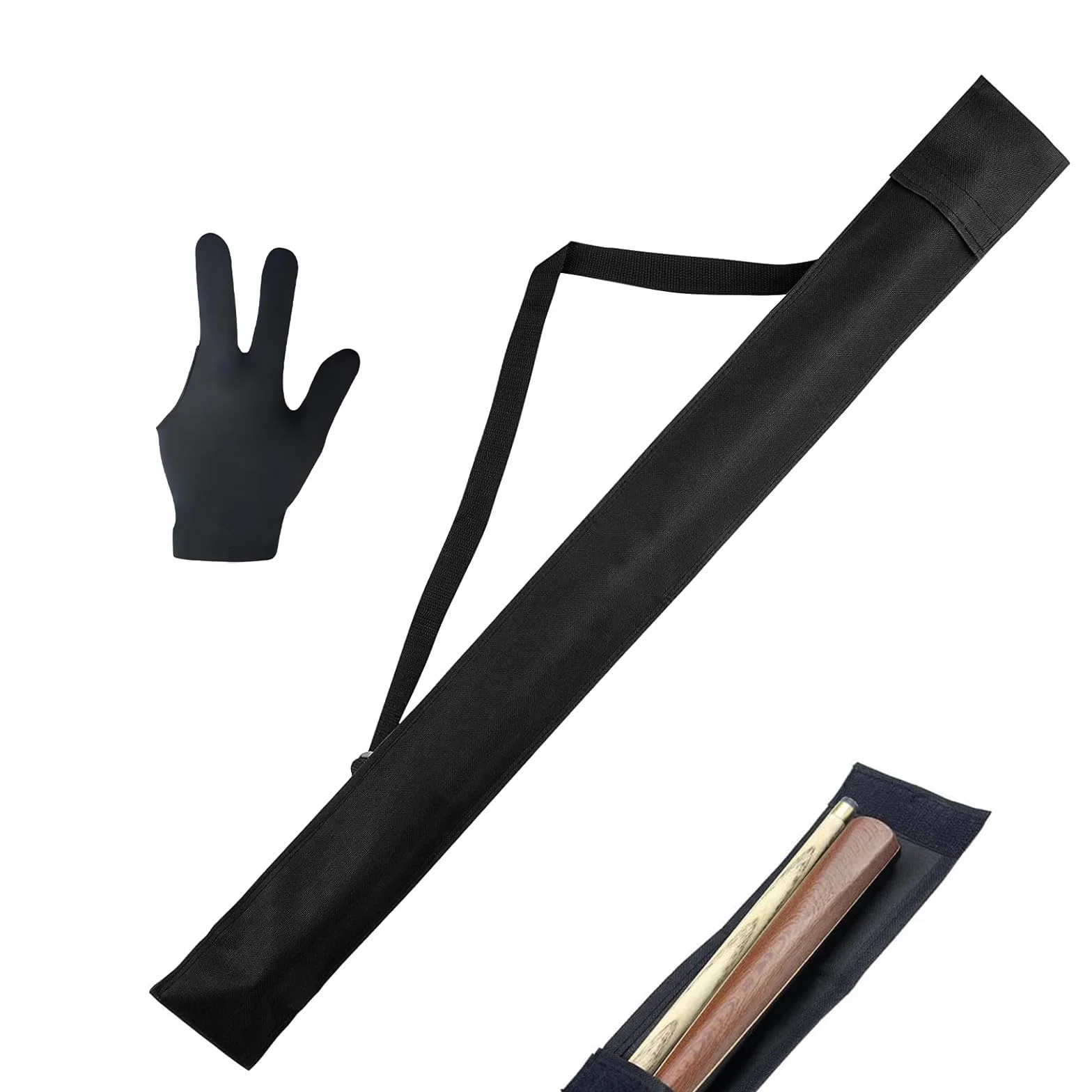 Bolsa de Taco de Billar Portátil con Guante para 1/2 Snooker