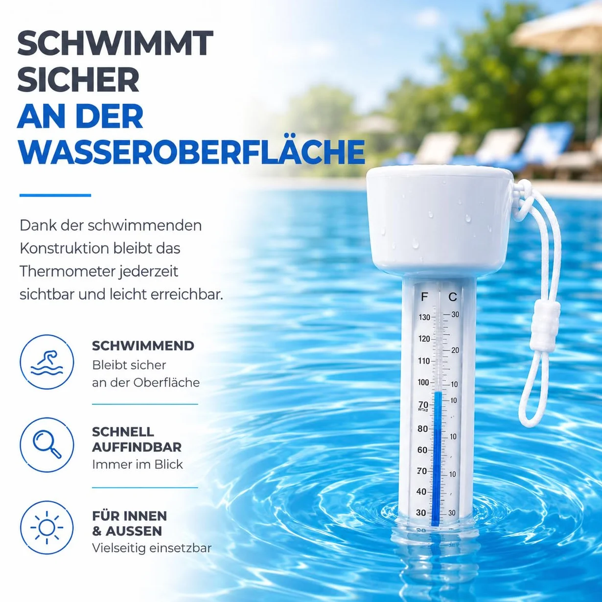 Termómetro flotante para piscina y jacuzzi medición precisa