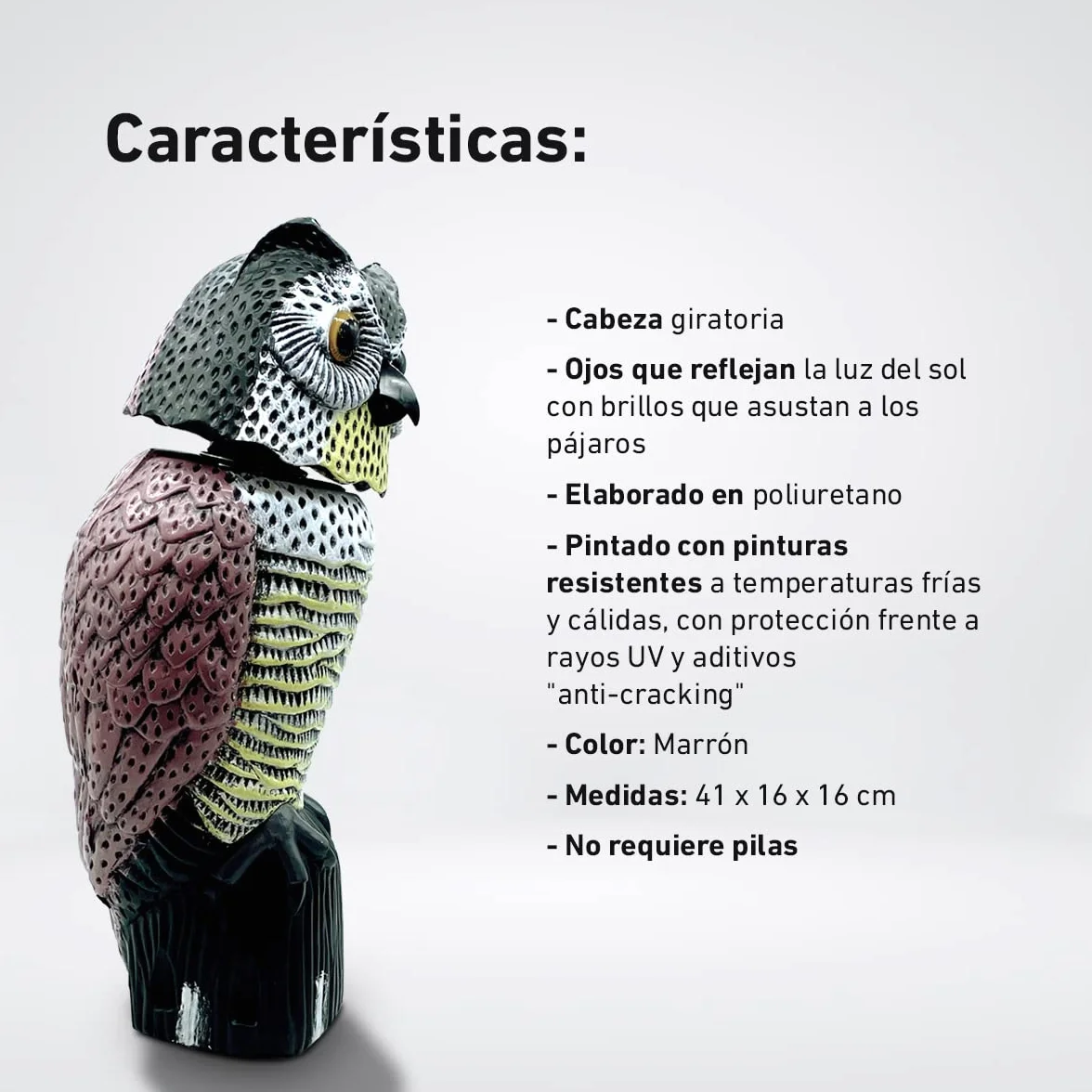 Búho Espantapájaros Biotop Gira la Cabeza con el Viento Marrón
