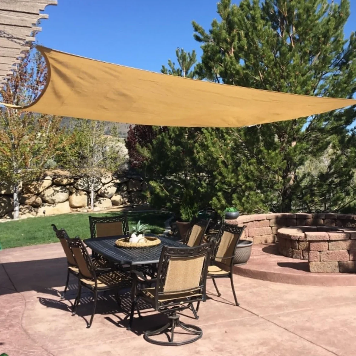 Exterior Vela De Sombra, Malla Ocultacion con Ojales 3x5m 3x8m 4x4 4x8m 5x6m 5x10m Tela De Sombreo Beige para Invernadero Exterior Patio Balcón Cochera(Tamaño:2X12M)