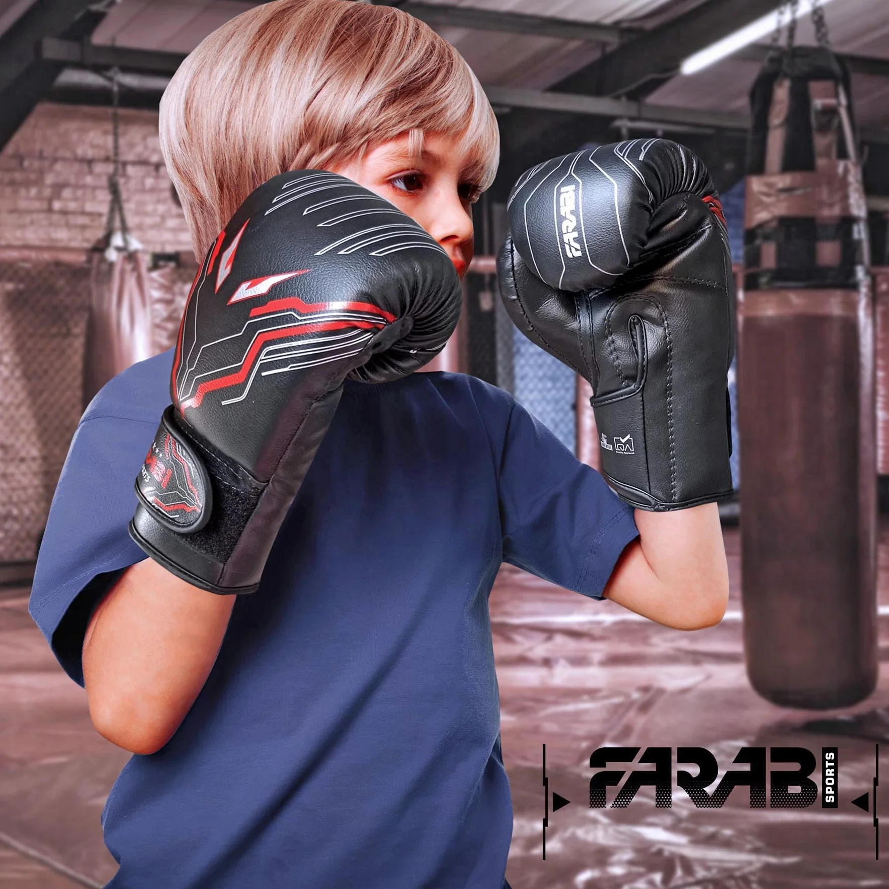 Farabi Sports Guantes de Boxeo Niño 6 oz Youth Junior Muay Thai MMA Saco Entrenamiento 5-10 años