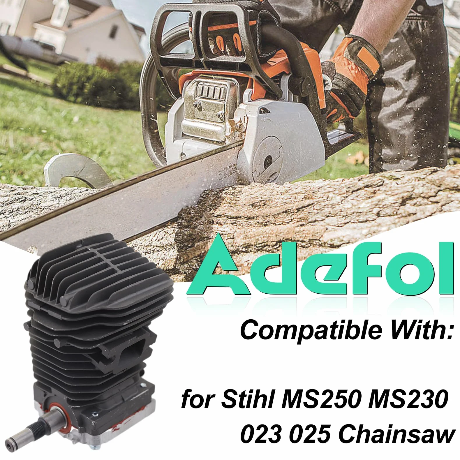 Adefol Kit de cilindro de 42,5 mm para motosierras Stihl MS250 MS230 023 025, cilindro con línea de combustible, filtro de combustible, sello de aceite, filtro de aire, repuesto OEM 1123 020 1209