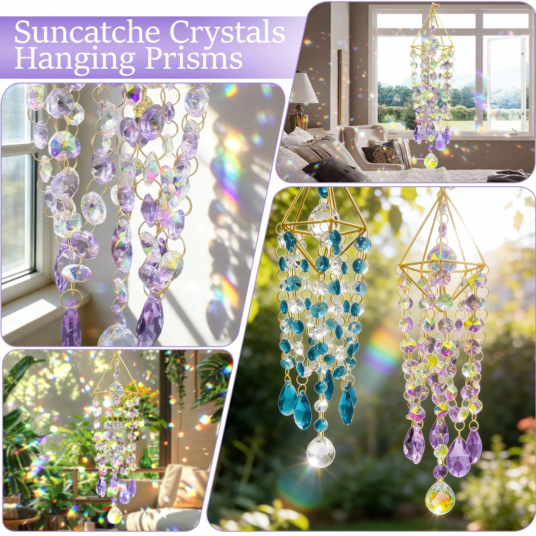 VEEKAY Atrapasoles de Cristal Colgante Suncatcher para Ventanas y Jardines
