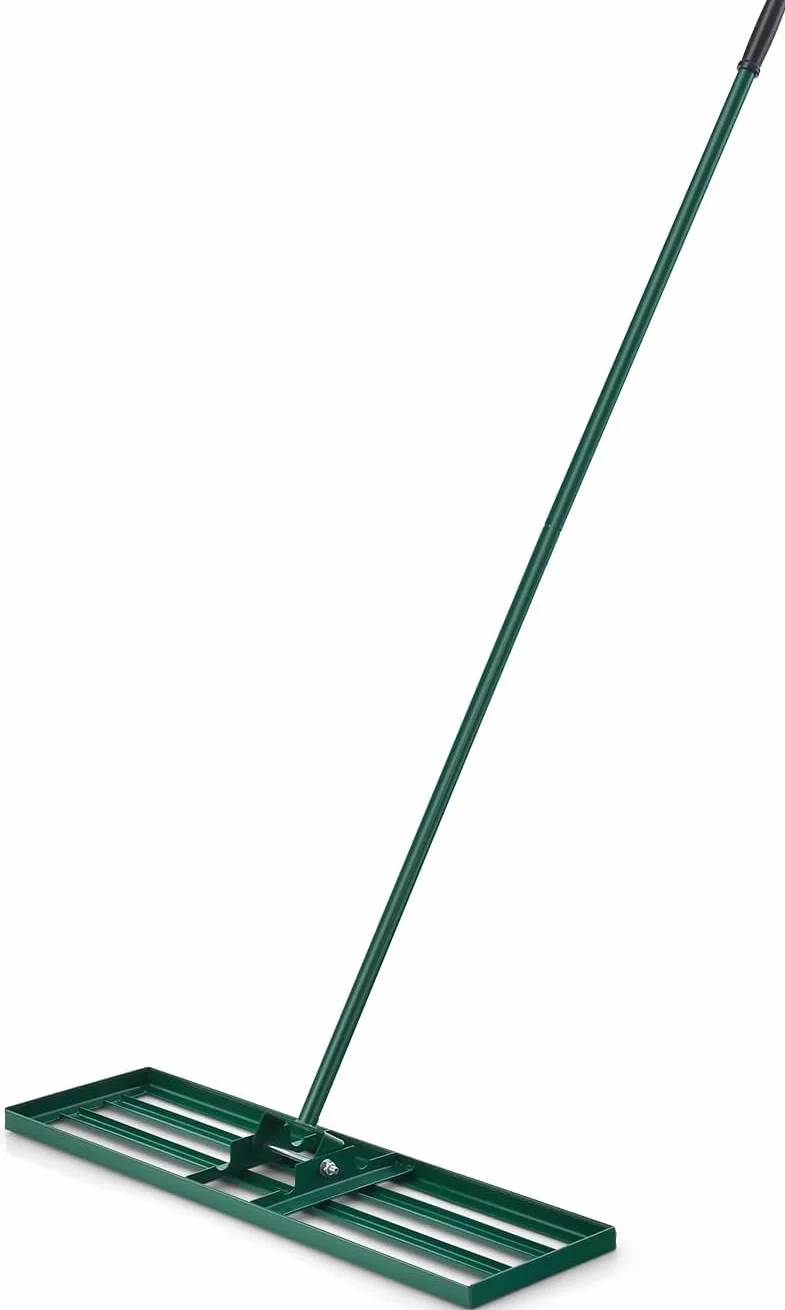 GOPLUS Rastrillo de Nivelación de Césped, Rastrillo Jardín con Mango Ergonómico 170 cm, Nivelador para Jardinería, Paisajismo, Nivelación, Patio, Campo de Golf (Verde 91 x 25 cm)
