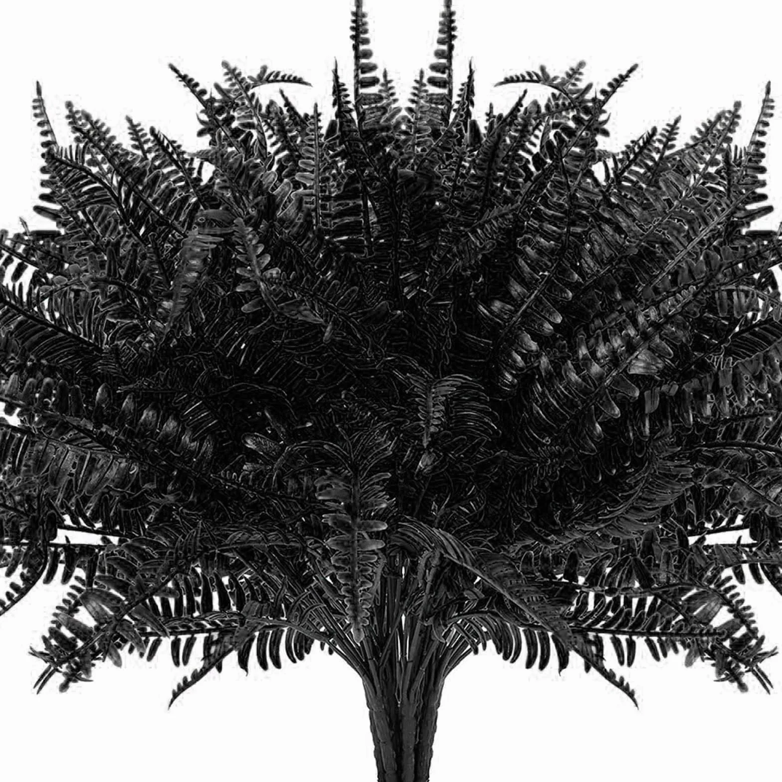 Helecho de plástico negro decorativo para interiores y exteriores, en maceta