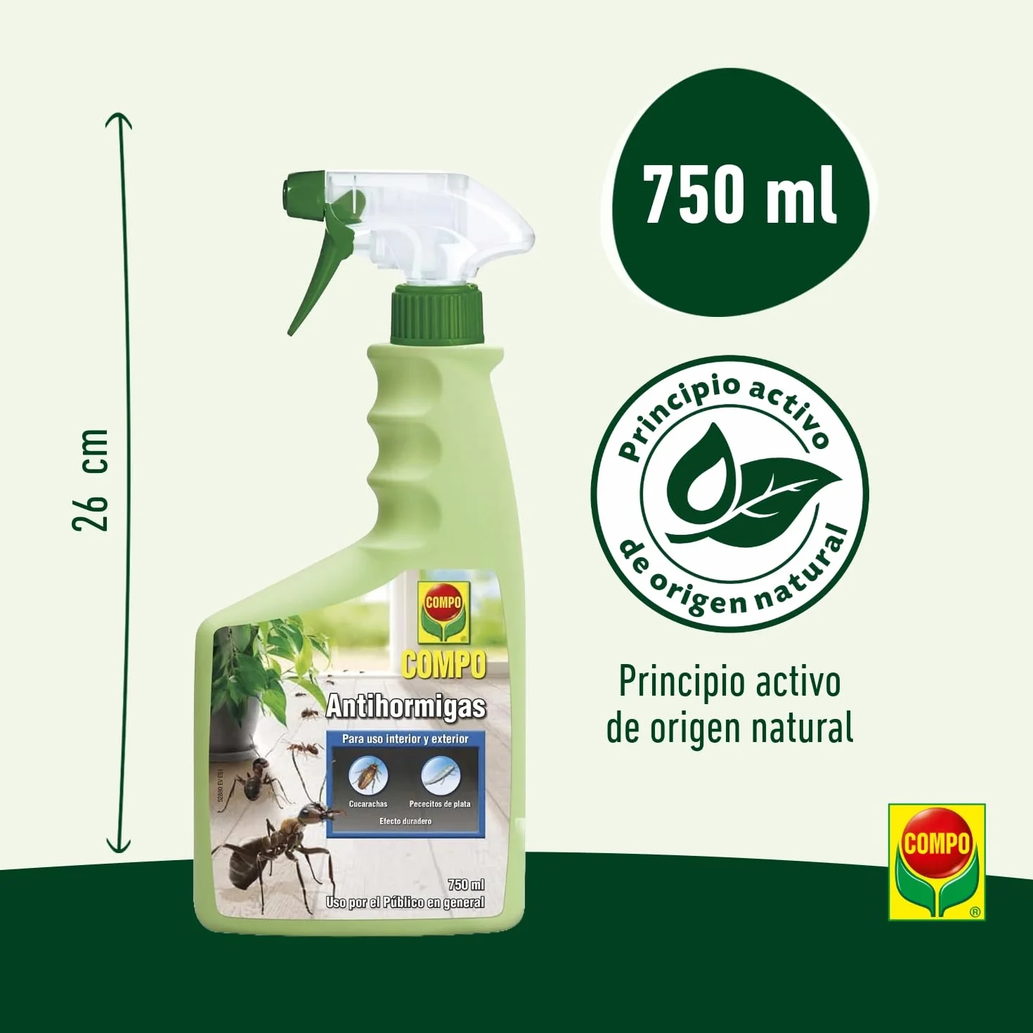 COMPO Antihormigas Pistola 750 ml Envase pulverizador Uso doméstico Hogar jardín