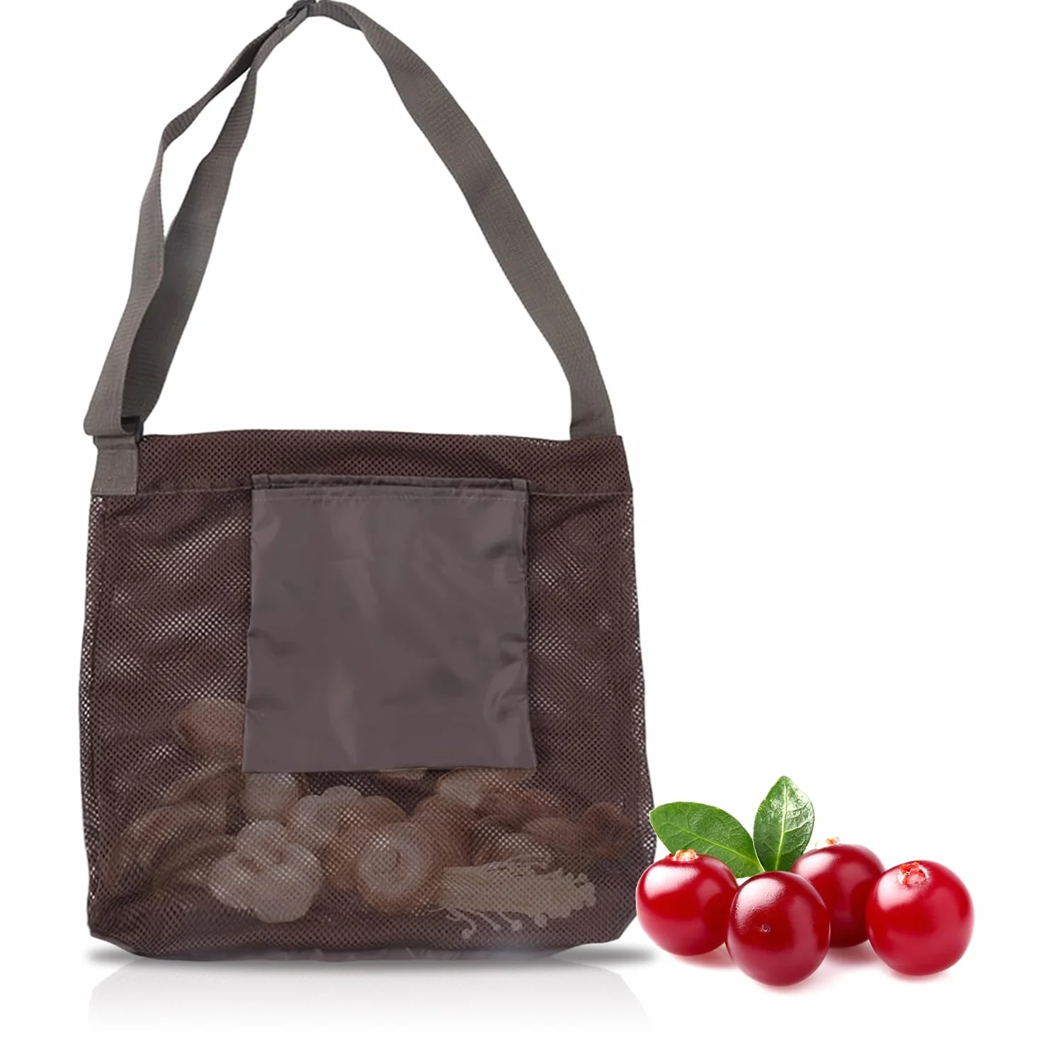 Nikou Bolsa de Recolección de Frutas de Malla, Bolsa Plegable de Gran Capacidad para Hongos