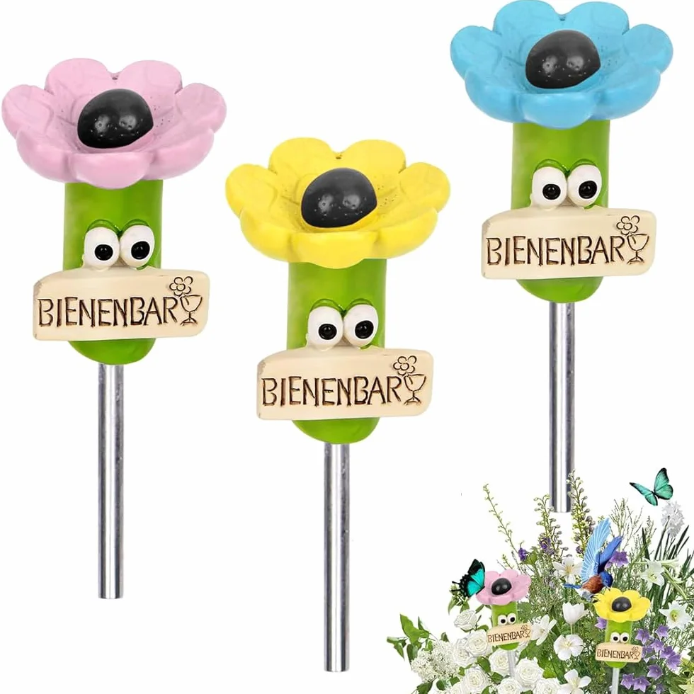 YGCHEN Bebedero para Abejas, Estación de Agua para Insectos en Forma de Flor, Fuente de Mariposas, Accesorios para Macetas