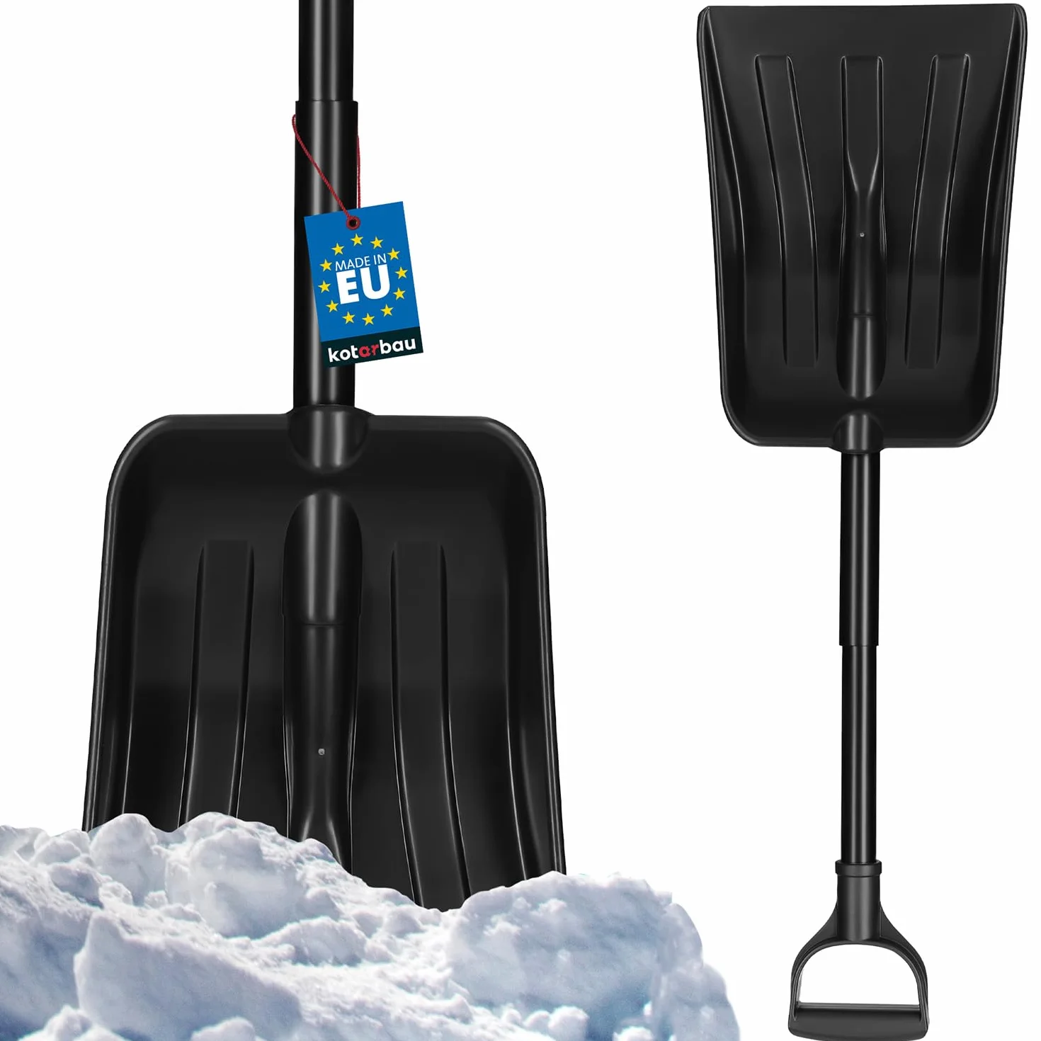 KOTARBAU Pala de Nieve para Coche, Plástico, Mango Aluminio, 80 cm, Plegable