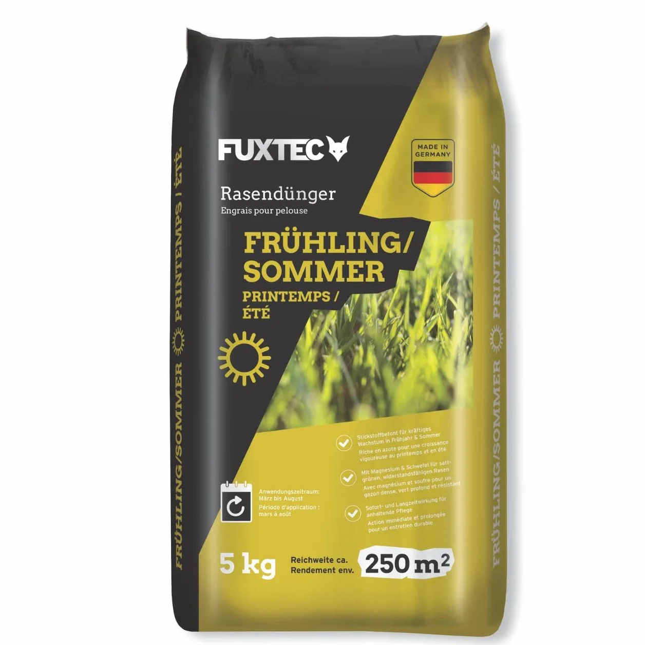 FUXTEC Abono césped primavera verano FX-RDFS5 5 kg 125 m² Liberación controlada