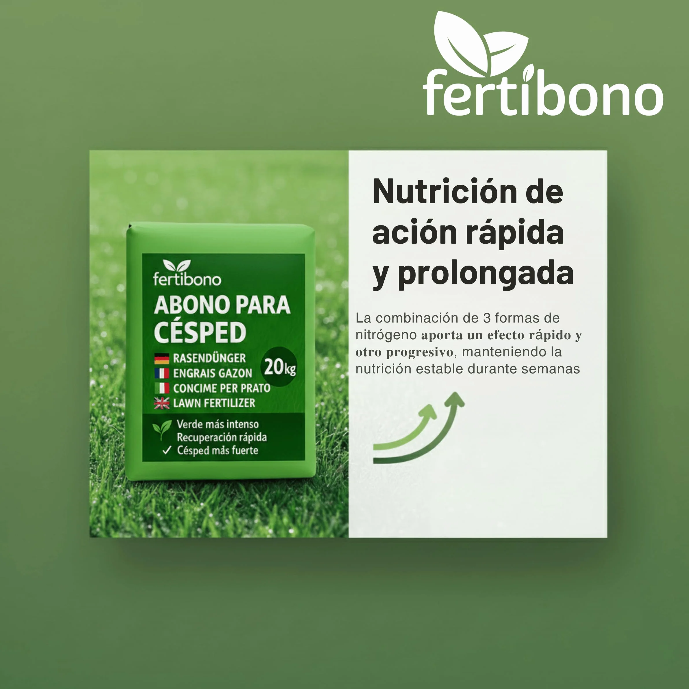 FERTIBONO Abono Cesped 20 kg NPK con Magnesio Hierro Manganeso Azufre Hasta 800 m2