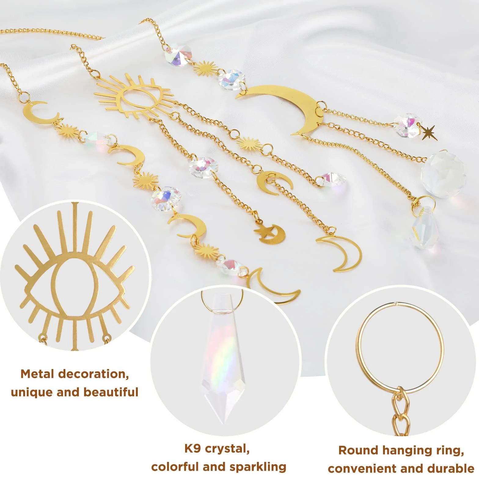 Atrapasoles de Cristal Colgantes Arcoíris Bola de Prisma Suncatcher Decoración Feng Shui Hogar Oficina 5pcs