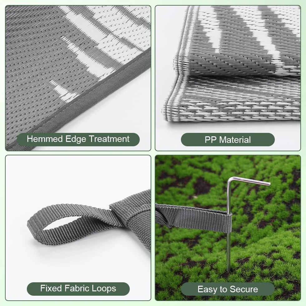 Alfombra Exterior Impermeable Reversible para Patio 150x240 cm AUAUY