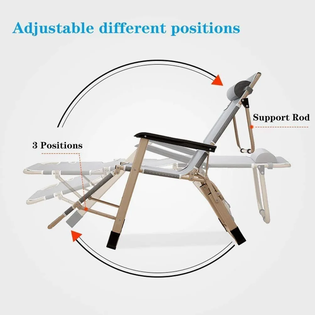 Silla de descanso de gravedad cero, reclinable de metal impermeable, juego de muebles de jardín duradero para camping, patio y relajación al aire libre, cómoda tumbona