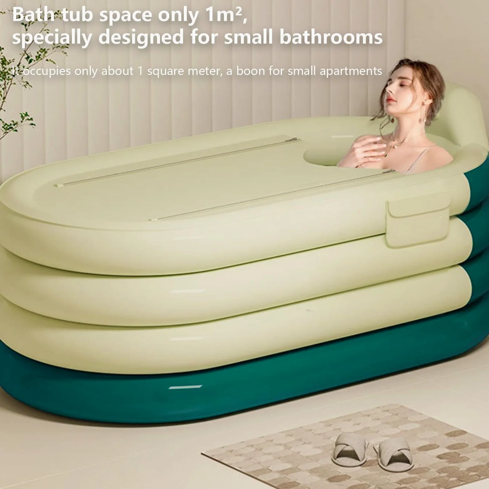 Inflable,Cubo Lavado Cuerpo con Bomba de Pie | Autoinflable para Adultos | Casa Hotel Spa Relajación Recuperación Deportiva Hombres Mujeres