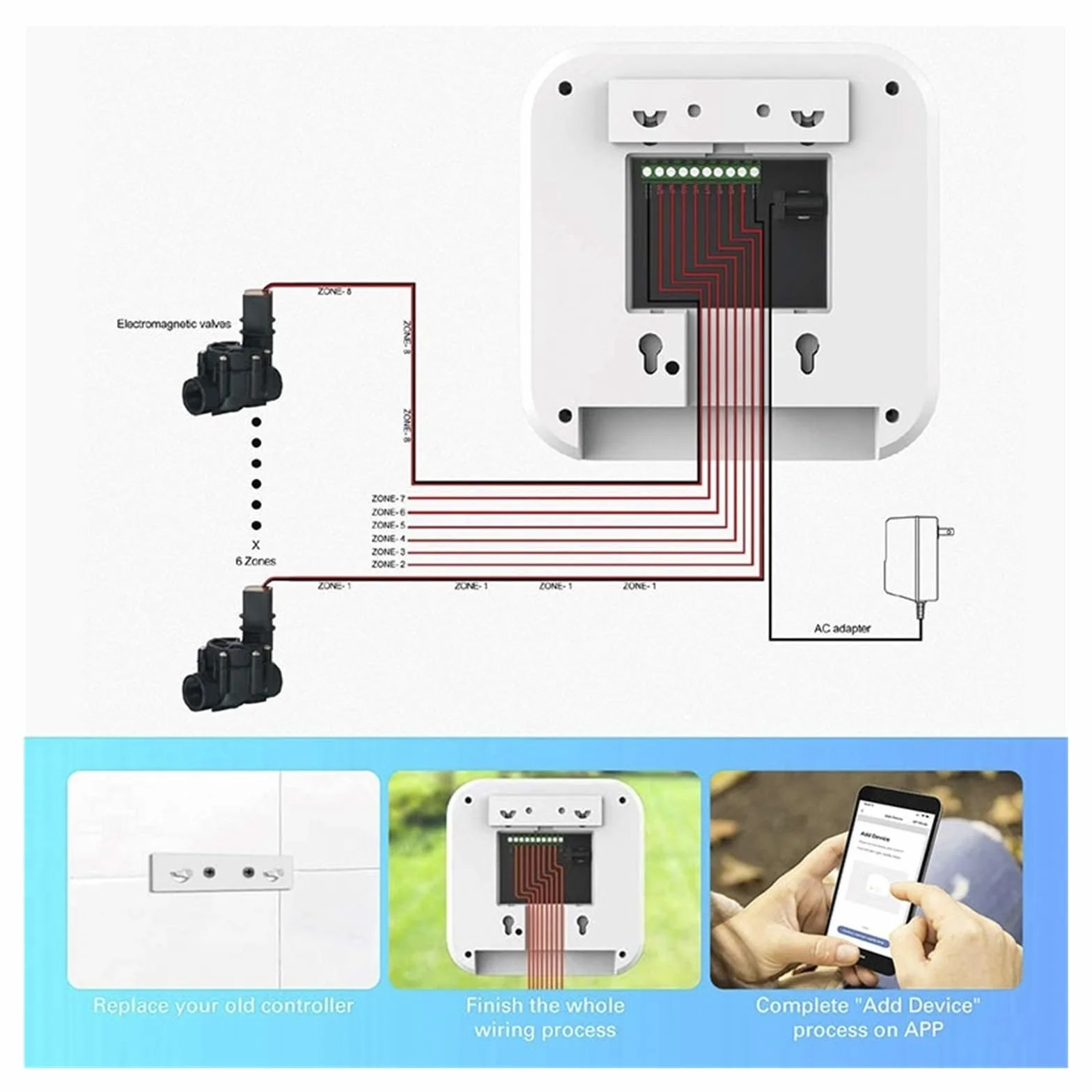 Controlador De Riego Jardín Inteligente WIFI, Válvula Solenoide Agua, Sistema , Temporizador ConservacióN Del Agua(0.85 Inch Valve)