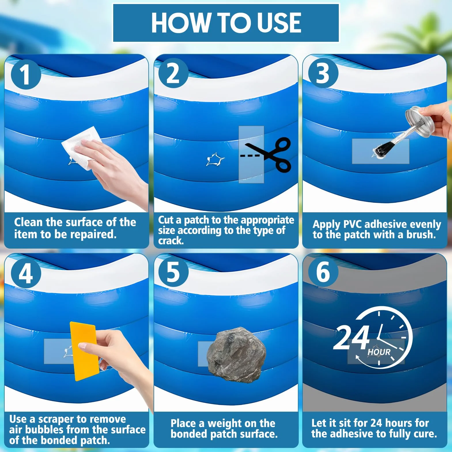 Pegamento PVC 170g para Parche Piscina y Reparación de Botes Inflables, Kayaks, Lonas
