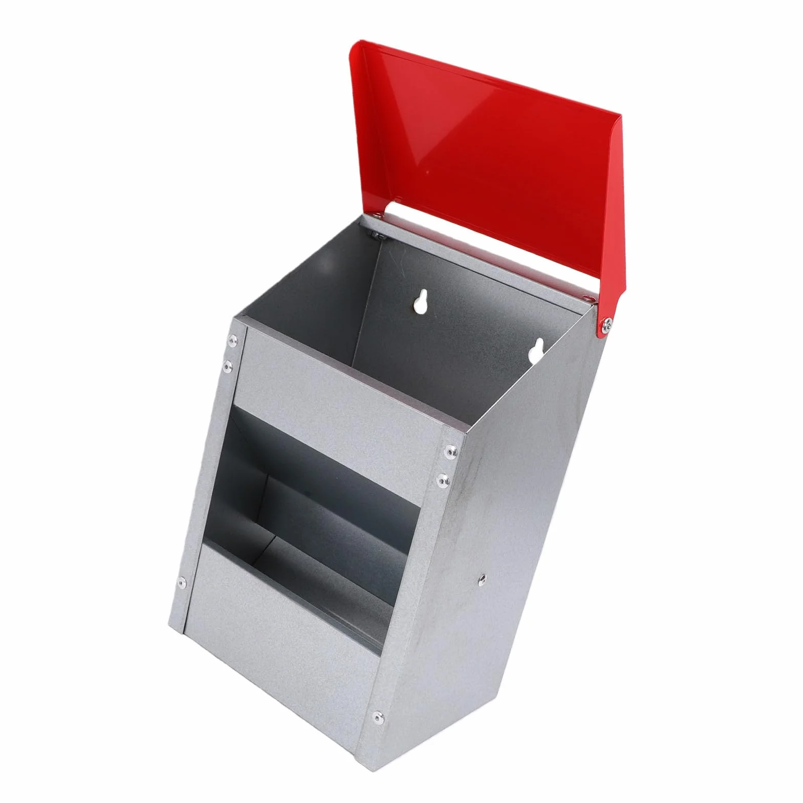 Naroote Comedero para Pollos Galvanizado para Cocina Al Aire Libre, Capacidad de 10 Libras |Comedero para Aves de Corral Resistente a la Intemperie, Montaje en Pared, sin Desperdicio, Galvanizado y