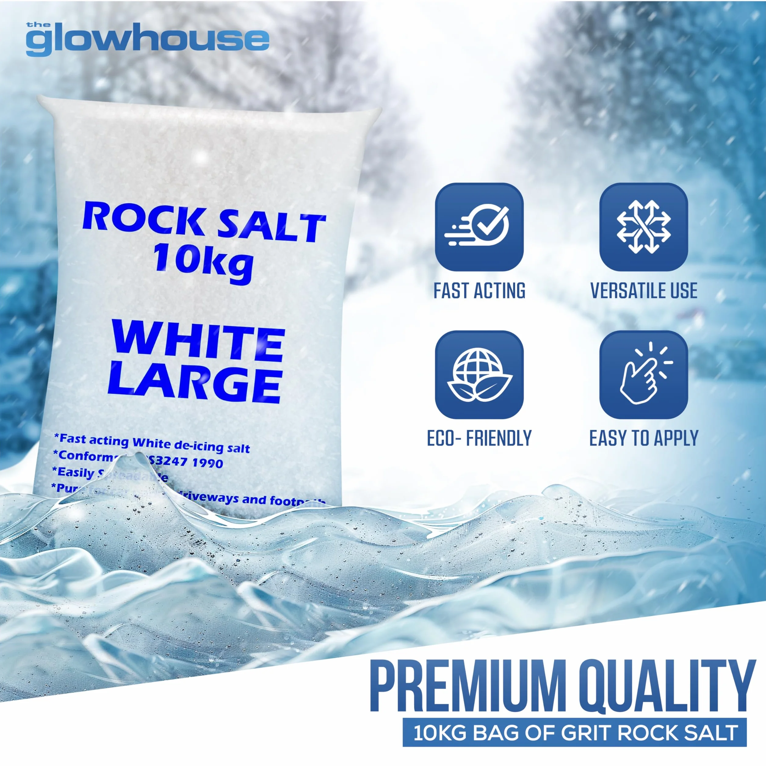 Sal de roca 10 kg para descongelación | Sal de grano blanco para nieve y hielo en caminos y calzadas