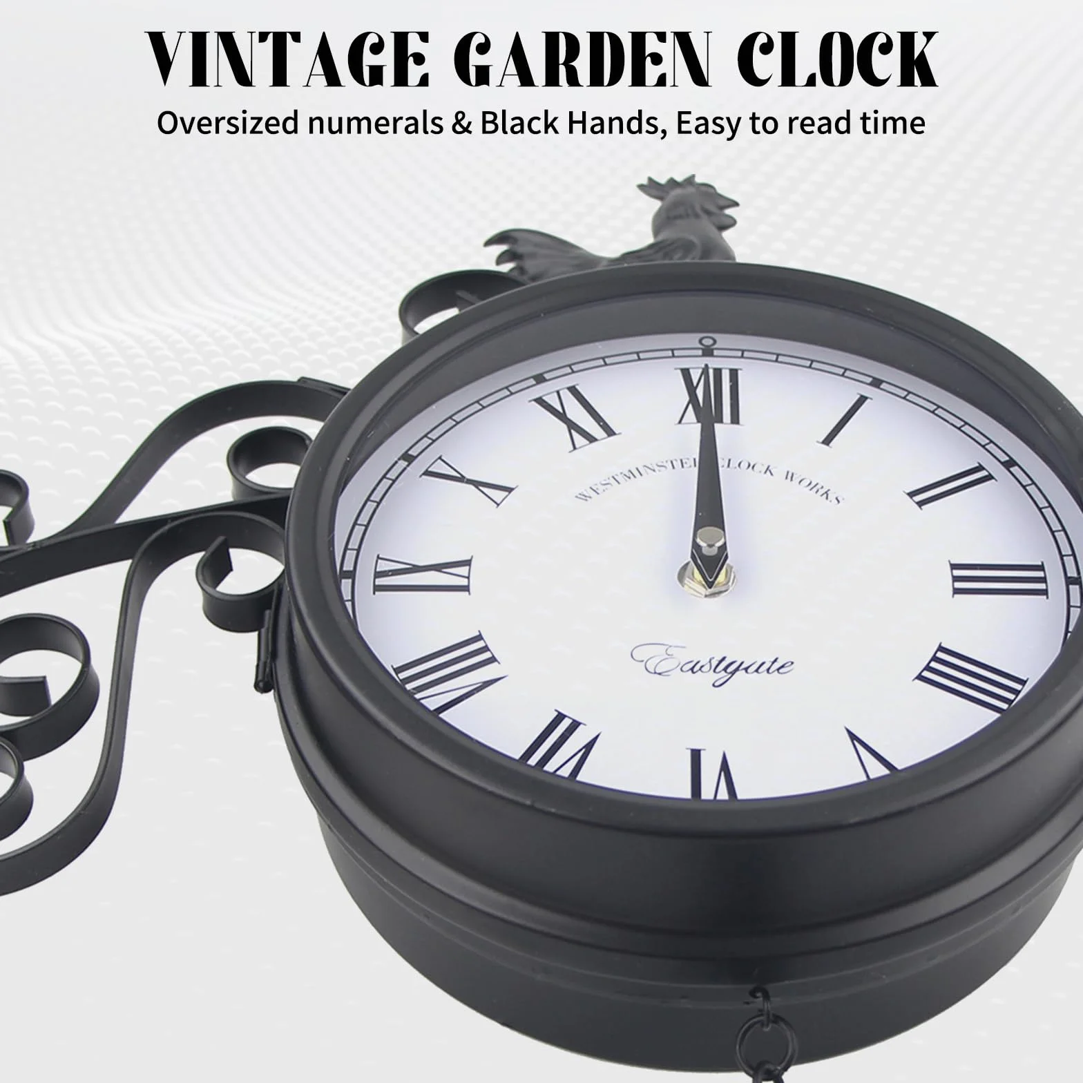 Reloj de jardín retro 20 cm resistente al agua doble cara exterior