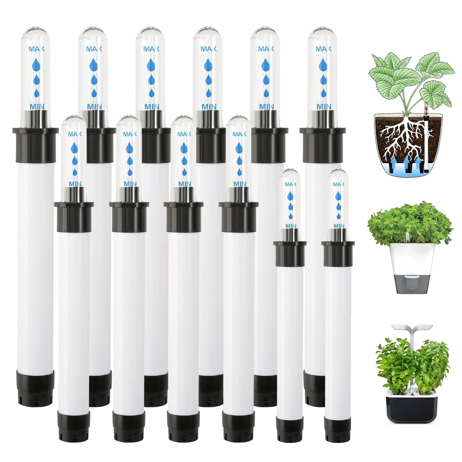 Indicador de nivel de agua para plantas, 12 unidades, plástico