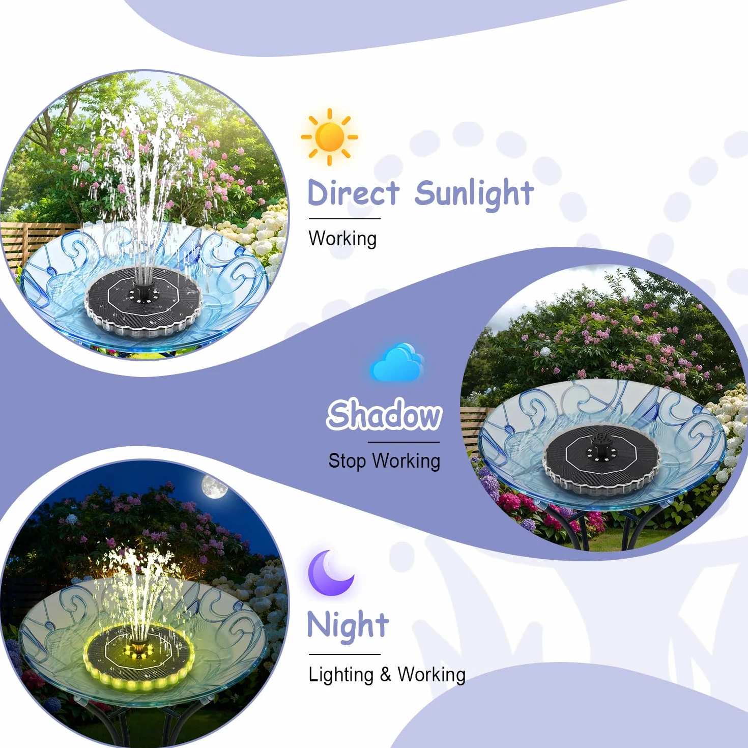 Yzert Fuente Solar LED 3.5W Vidrio Bomba de Agua 2000mAh Batería para Estanque Jardín Exterior
