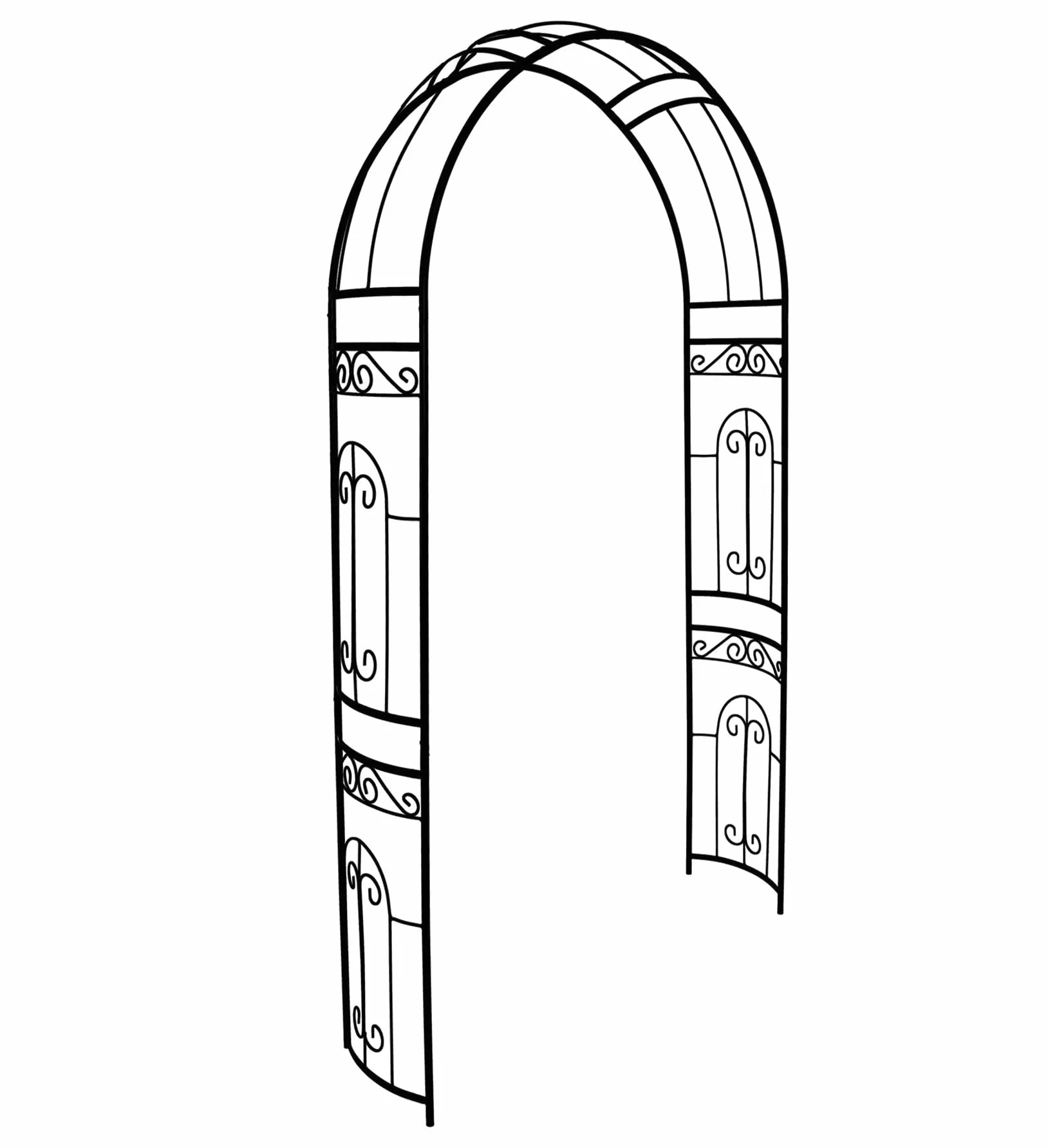 GARDEN Arco de jardín de Metal Negro 220x114x36CM Cenador Tubular para Rosas Plantas Trepadoras