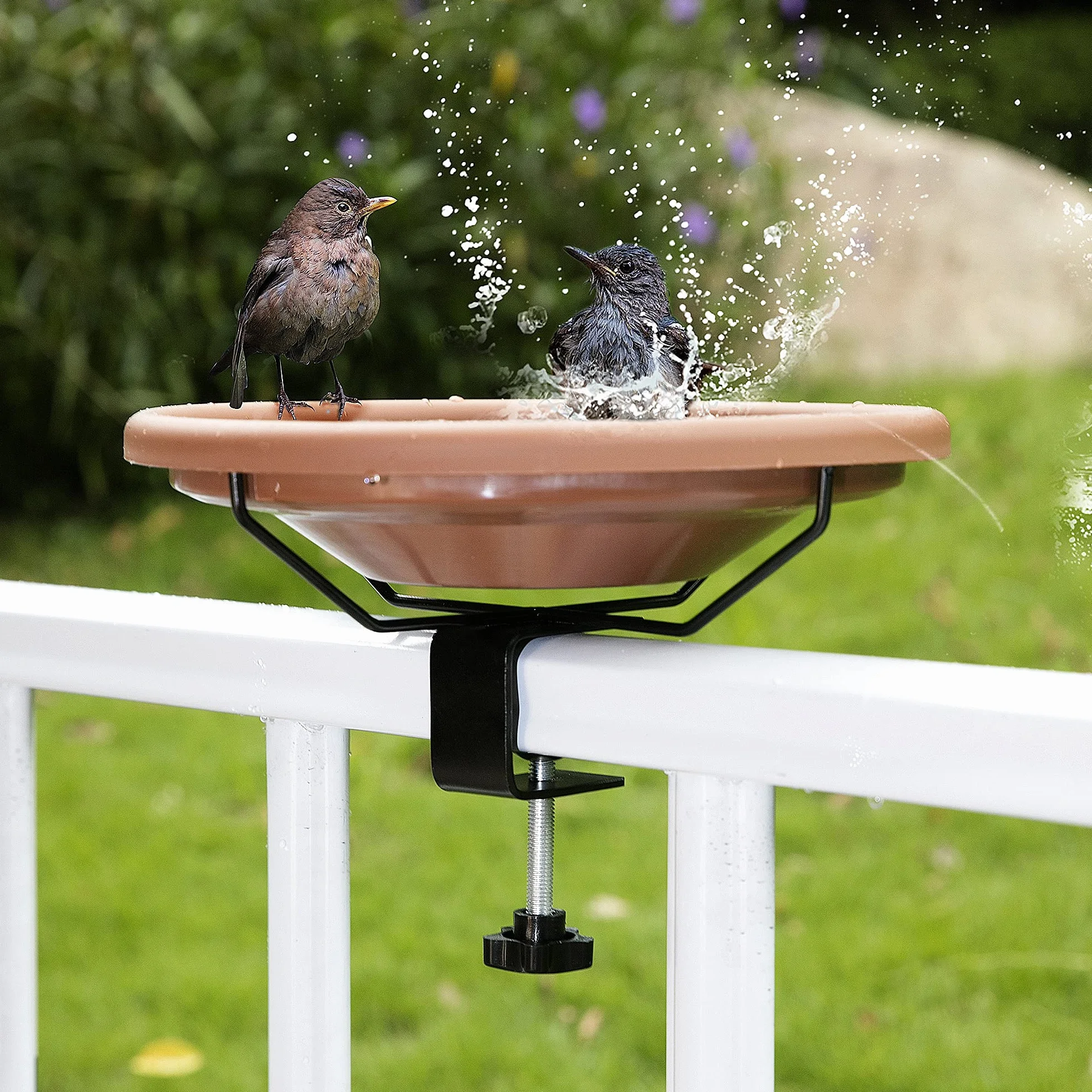 Cuenco para pájaros Montaje en Cubierta 30,5 cm Abrazadera de Valla Desmontable
