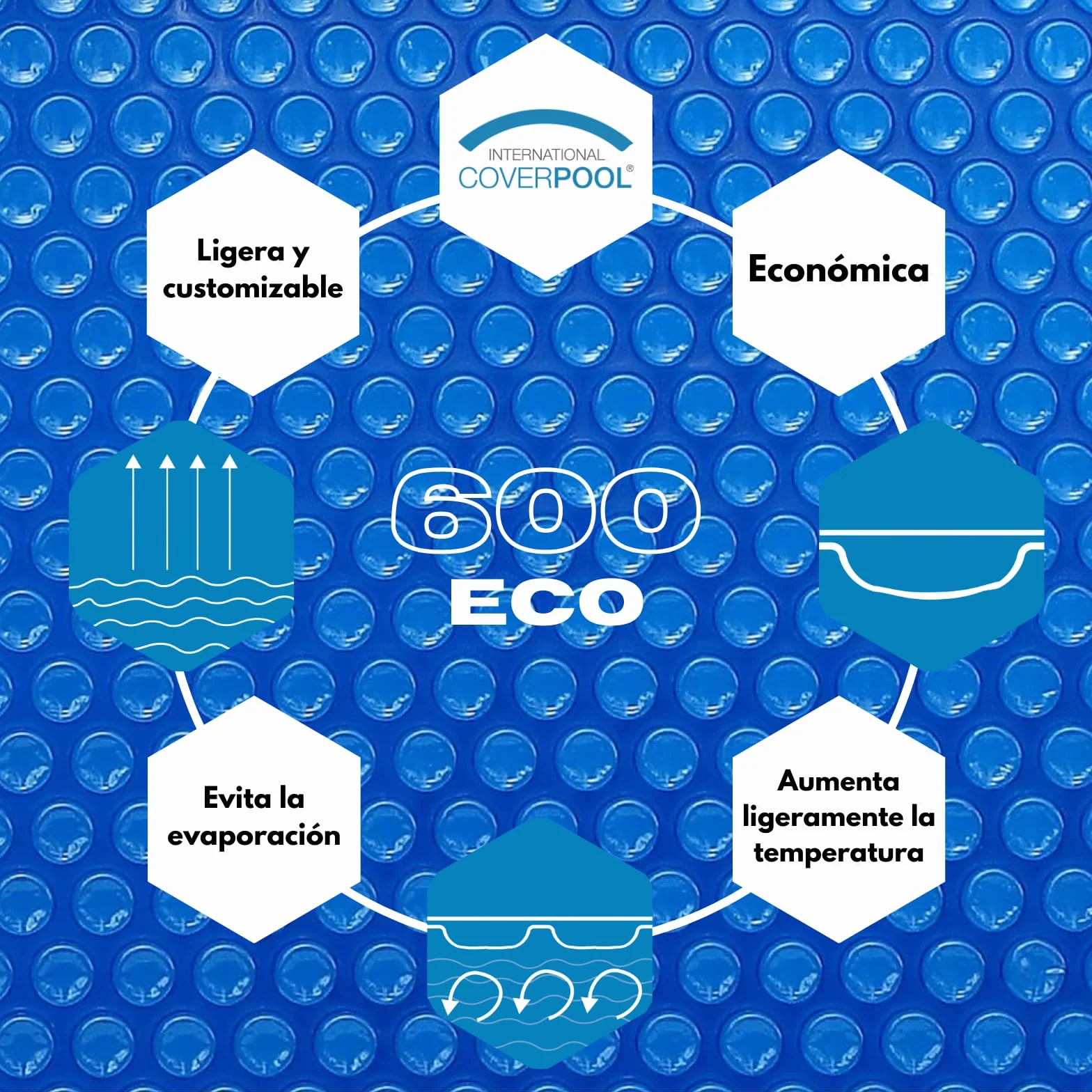 Manta Térmica para Piscina 600 Micras 8x4m con Ojales de Acero Inoxidable