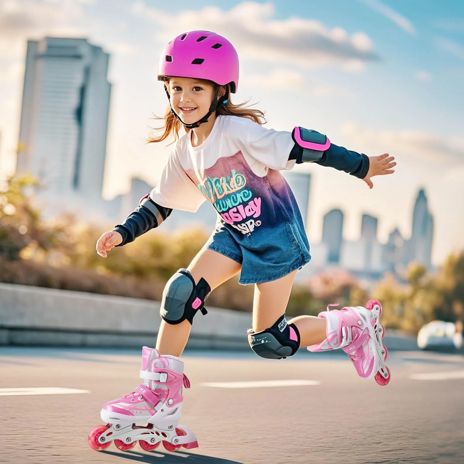 Patines en Línea Niña 4 Tamaños Ajustables con Ruedas de Iluminación para Principiantes