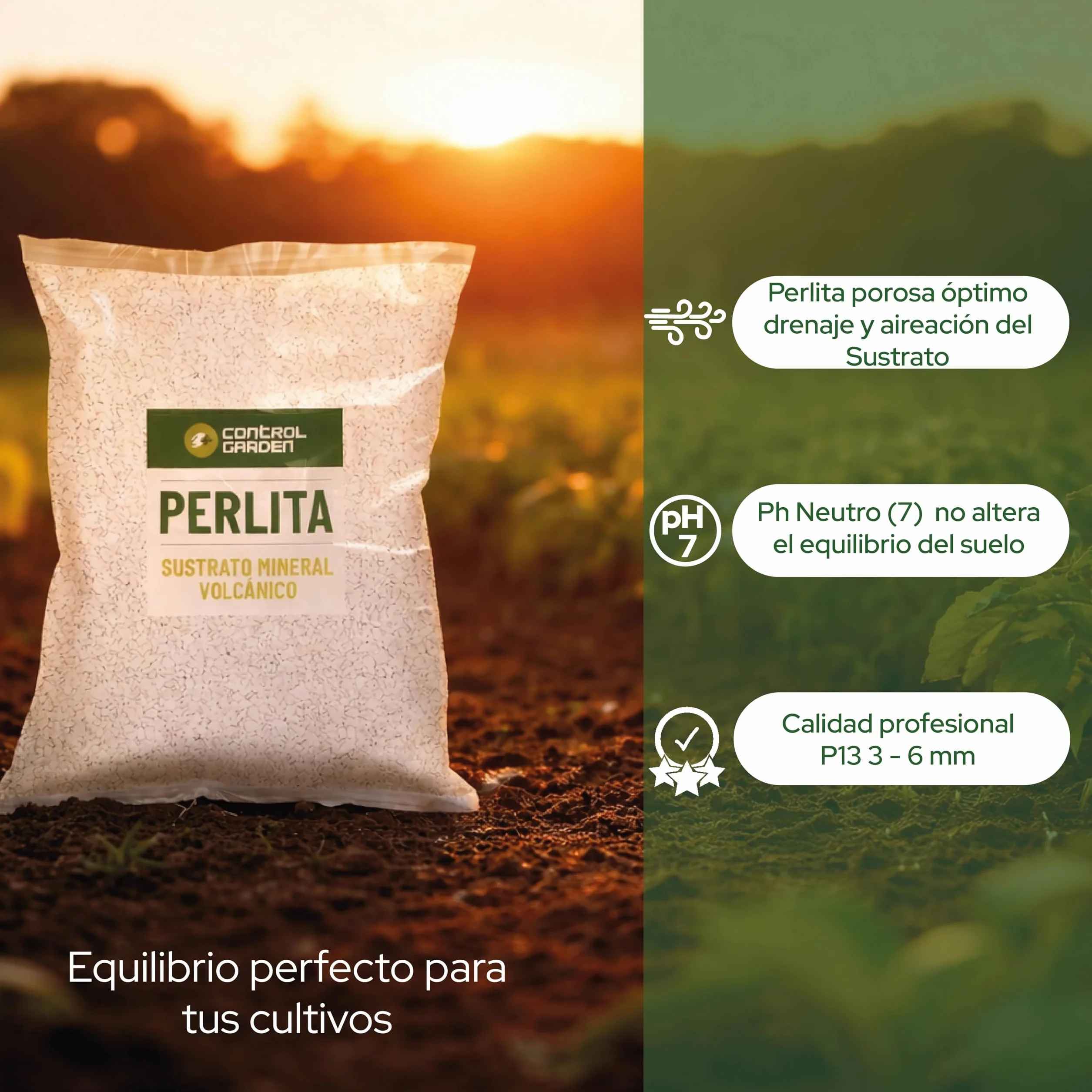 Perlita 10L Sustrato Natural para Plantas y Cultivos Interior Exterior