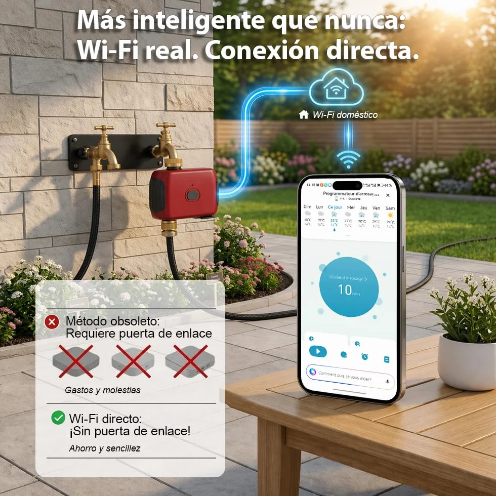 GIEX Temporizador de riego WiFi Programador inteligente para grifo de jardín Alexa Google Assistant