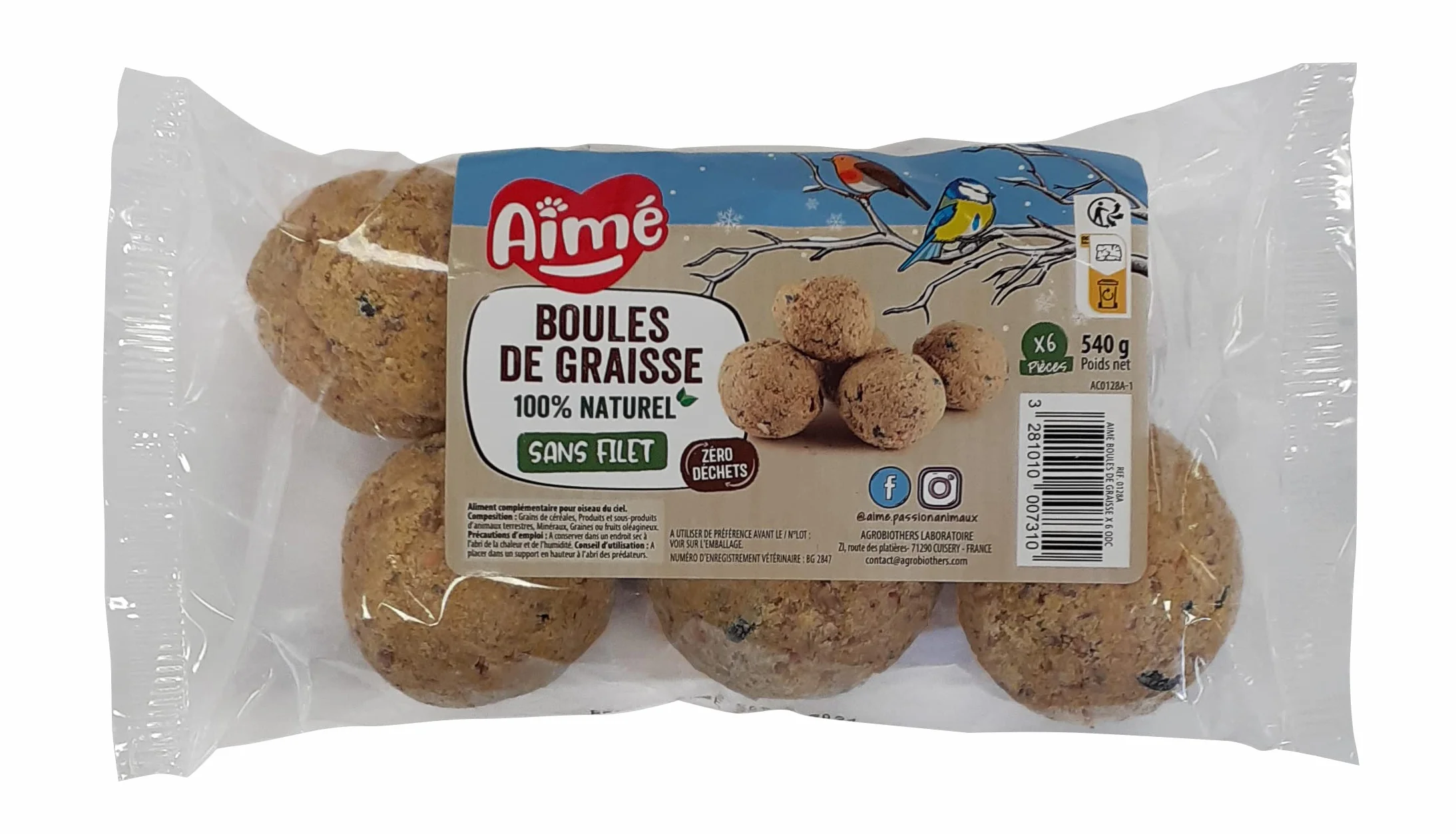 Aime Bolas de Grasa para pájaros, 6 Piezas (540G)
