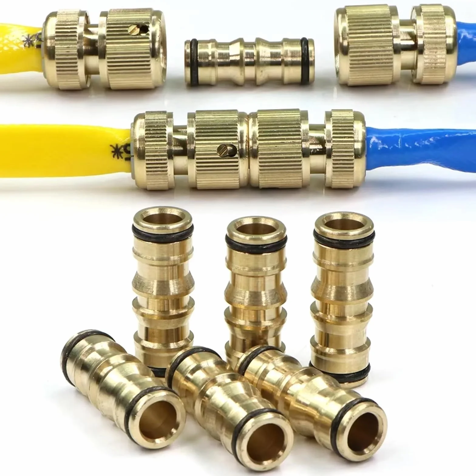 Adaptador de conector rápido de boquilla de latón de 16 mm for manguera de riego de jardín (3 unidades)