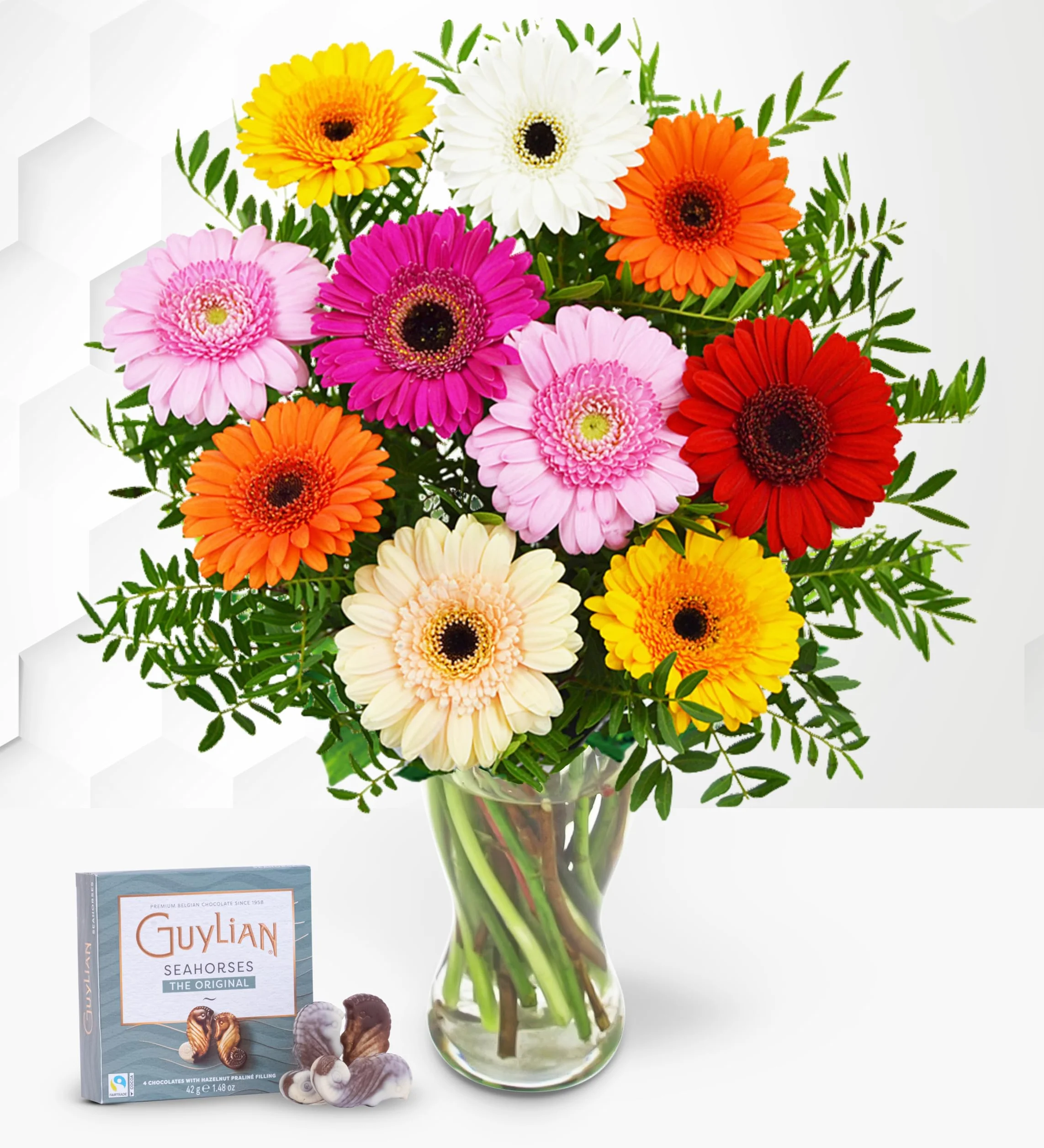 Ramo de Flores Geberberas con Chocolates - Regalo de Flores Frescas para Cumpleaños o Día de la Madre