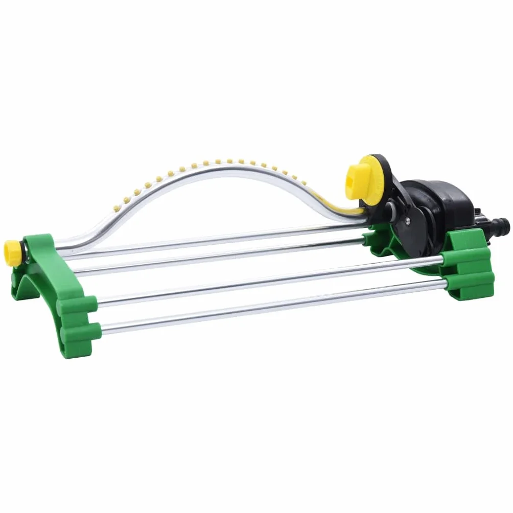 Aspersor oscilante con 18 boquillas para riego eficiente, 15 metros de alcance, de aluminio y polipropileno, para grandes superficies, compatible con mangueras de jardín, ideal para el