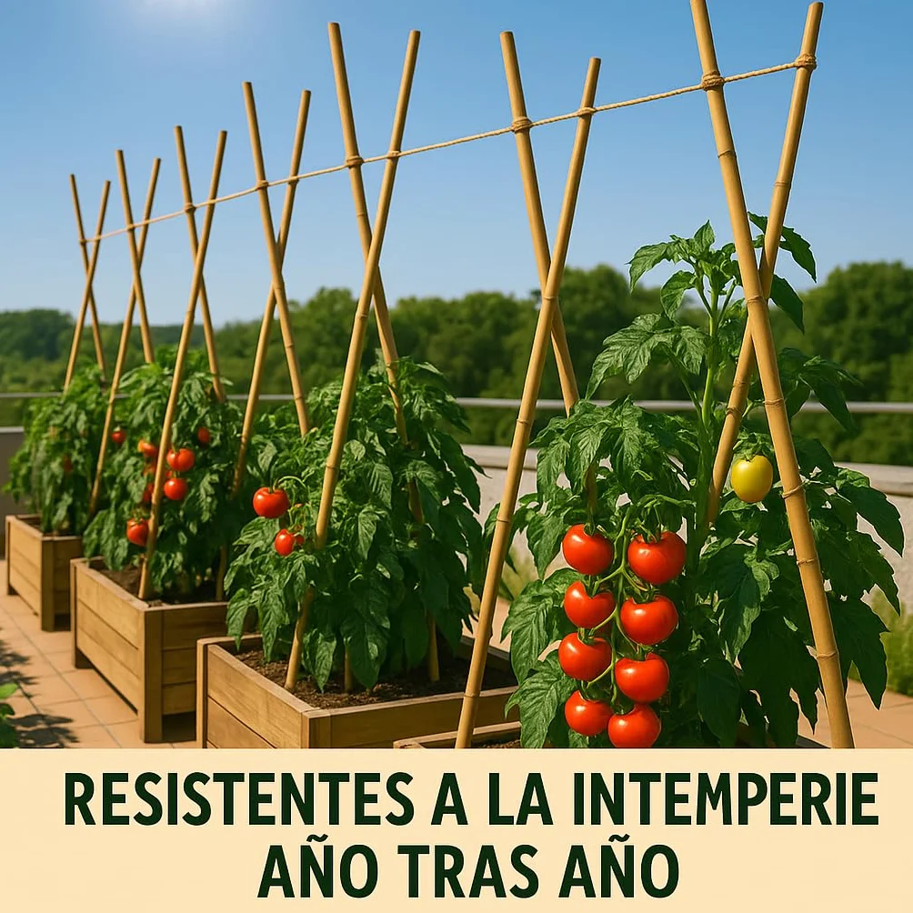 Tutores de Bambú 150 cm Ø 10/12 mm para Huerto, Tomateras y Jardín
