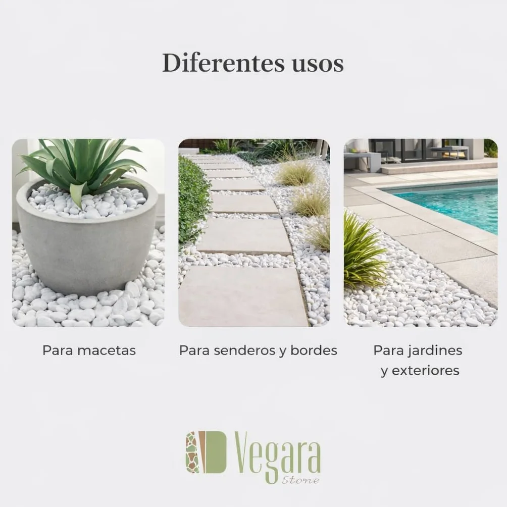 Vegara Stone Piedra Jardín Decoración Canto Rodado Blanco Puro 2-4 cm 25 kg
