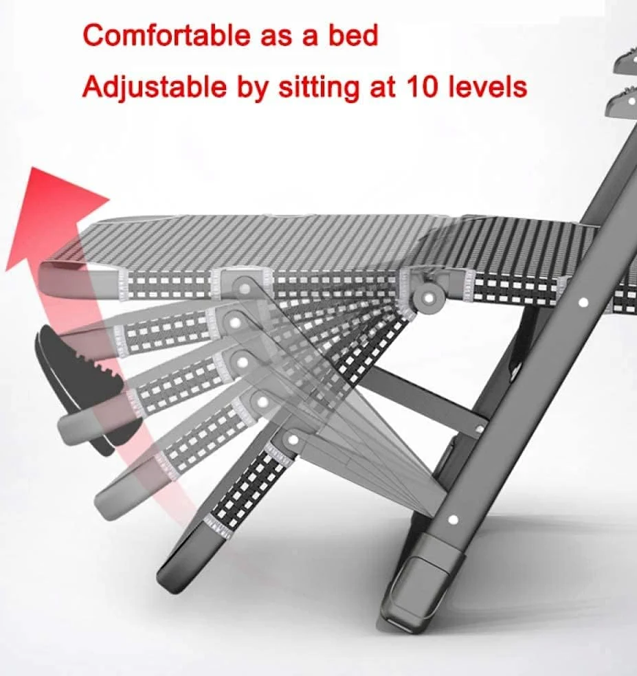 Tumbona plegable para exteriores con almohada de gravedad cero ajustable, reclinable, para oficina, piscina, jardín, camping
