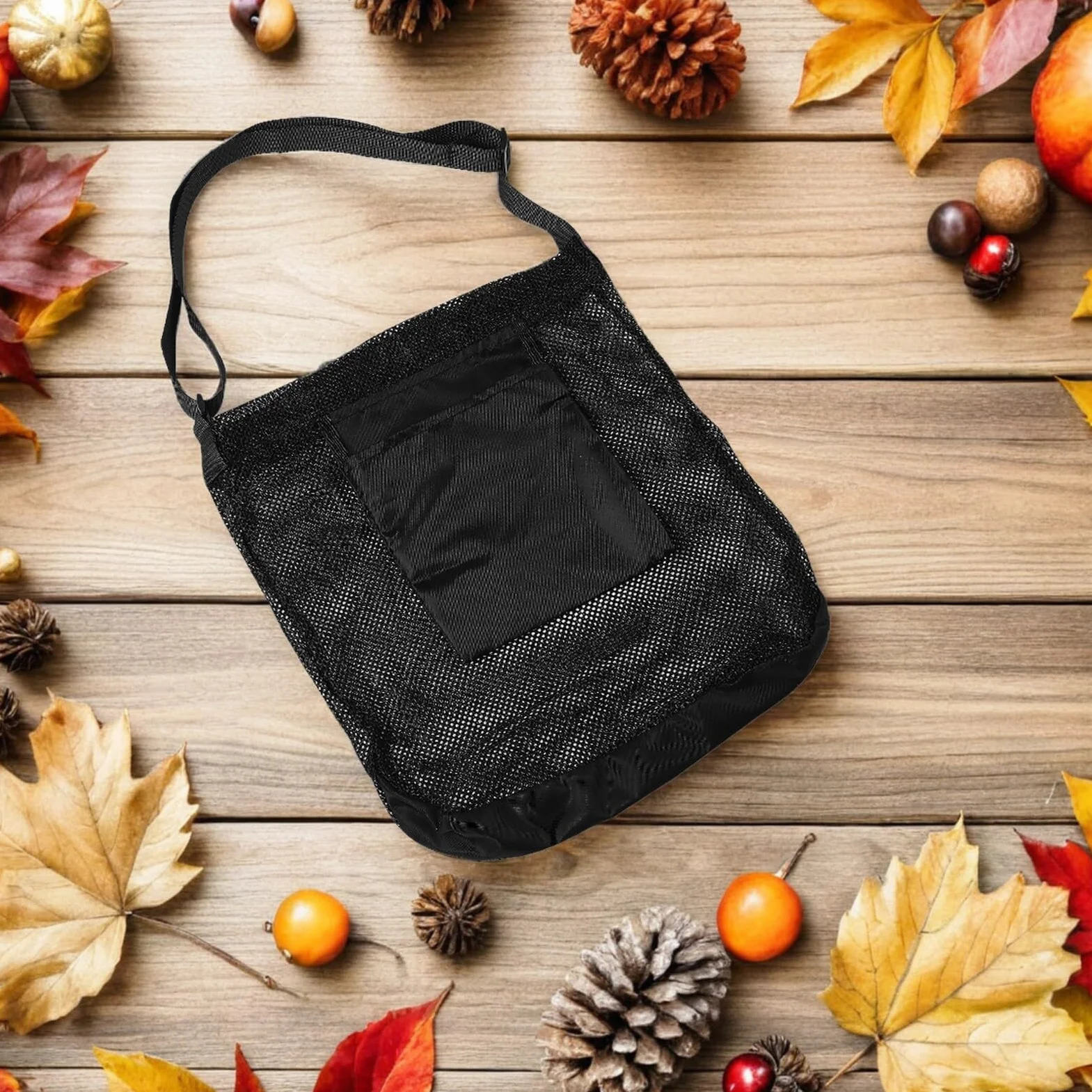 Bolsa Cruzada Para Recolección De Hongos Y Frutas 3 Unidades Para Jardín Manzanas Frutos Secos Hierbas Senderismo Malla Color Negro