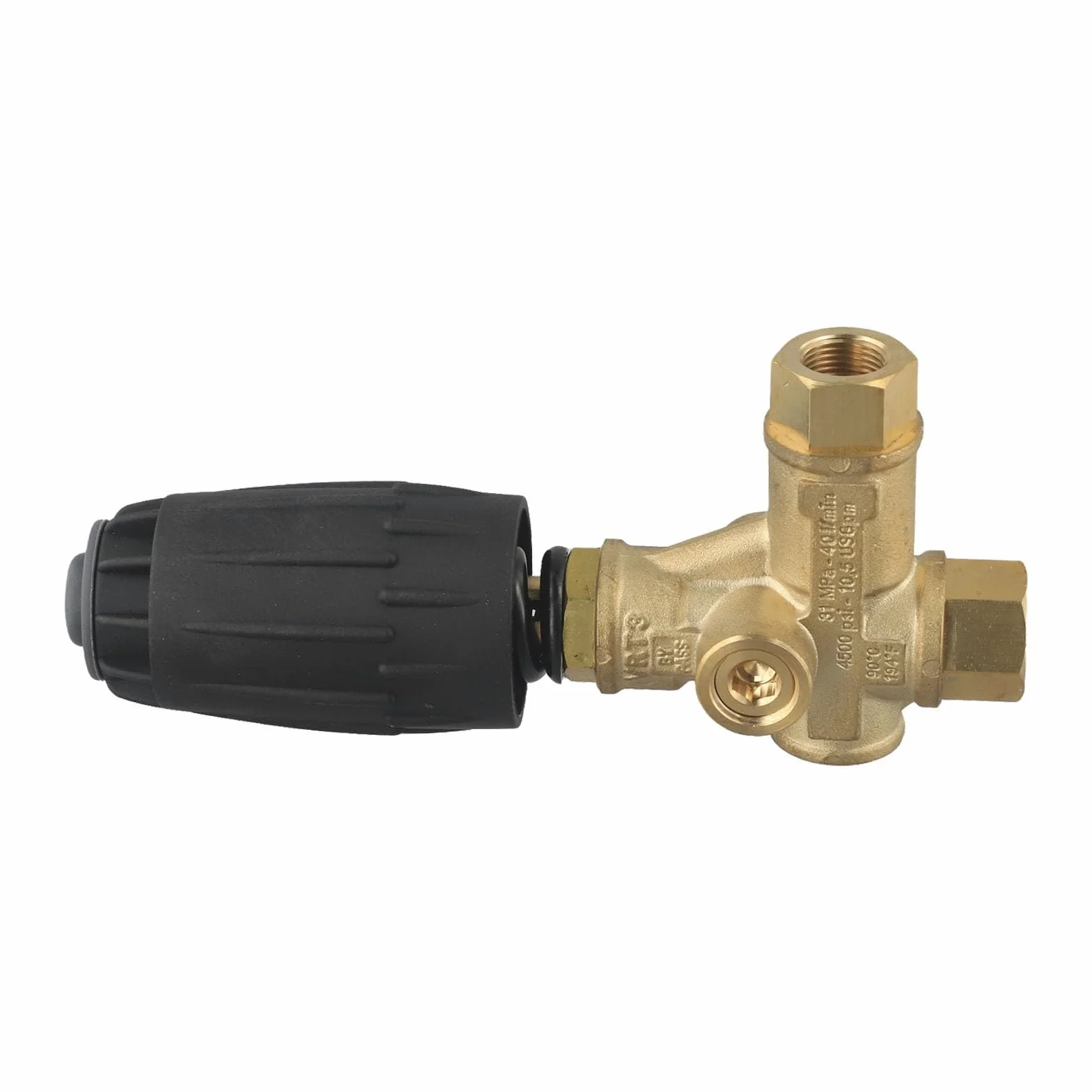 VRT3 - Válvula descargadora para lavadora a presión, 140 bar, 40 LPM de latón y acero con derivación de presión atrapada para un flujo controlado seguro y limpieza eficiente al aire libre, 3/8