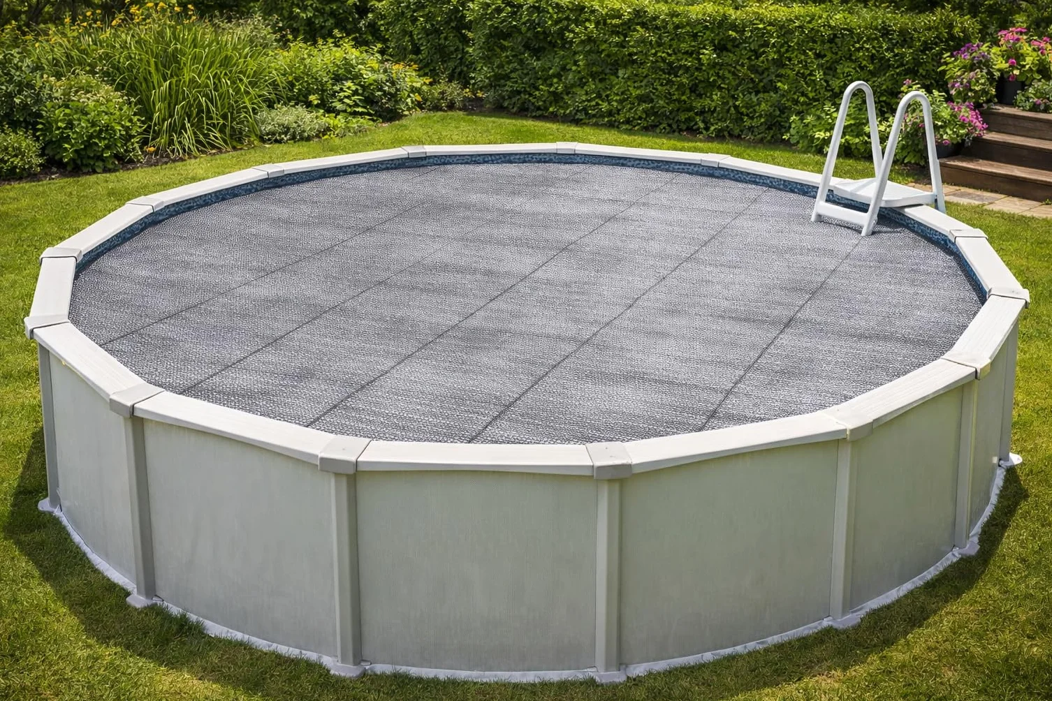 Manta Solar Ronda Ø 366 cm Cubierta Térmica 215 Micras Gris Plata Alto Rendimiento