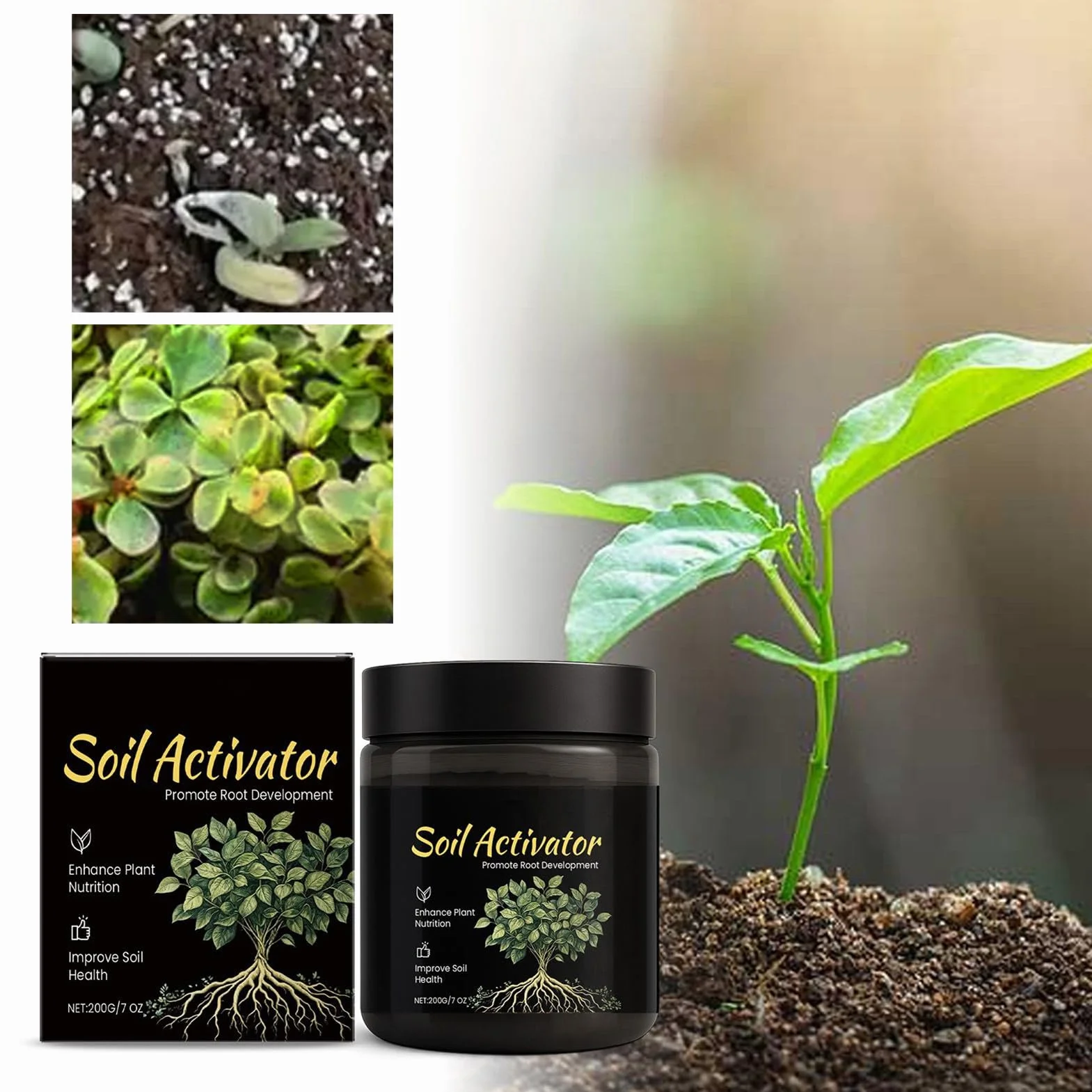 Revitalizador del Suelo Promueve Crecimiento Raíces Mejorador Alimento Vegetal Plantas Césped Jardín