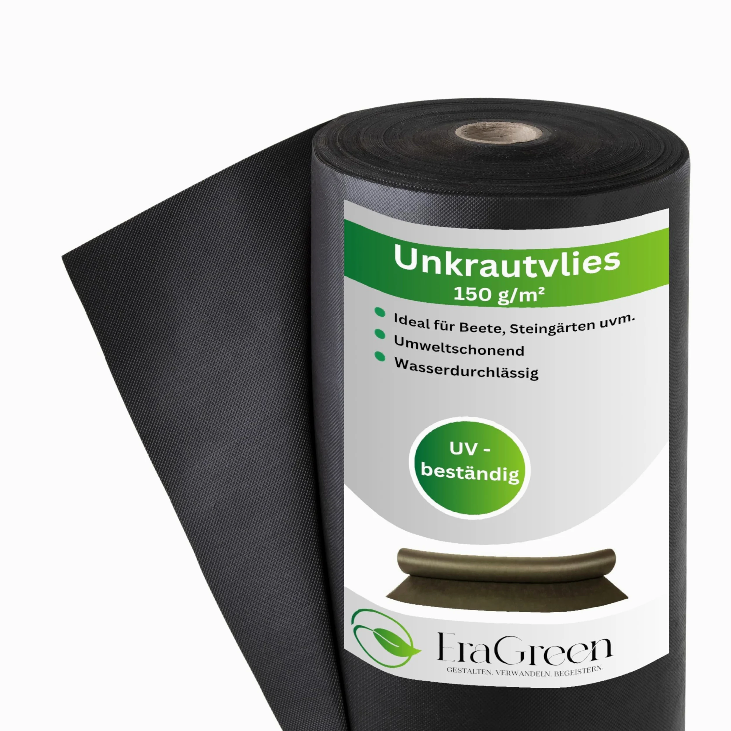 EraGreen Premium Tela antihierbas 150g/m² - 0,8m x 20m Tela para jardín, impermeable y UV-estable - Estera antihierbas ideal para jardín y jardinera elevada - Lámina de mantillo respetuosa con el