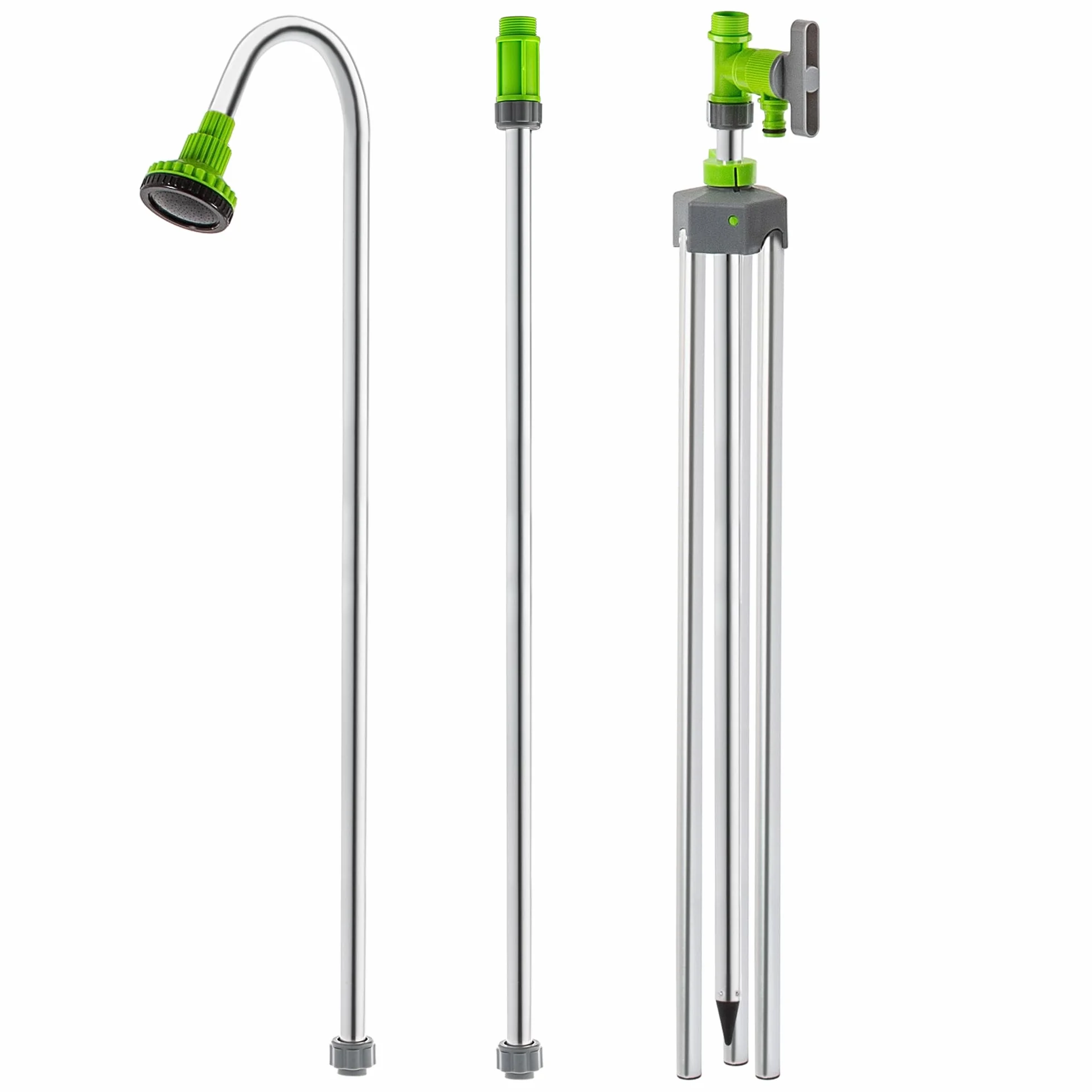 KADAX Ducha de jardín con altura ajustable, exterior con conector 1/2 pulgadas, aluminio para camping