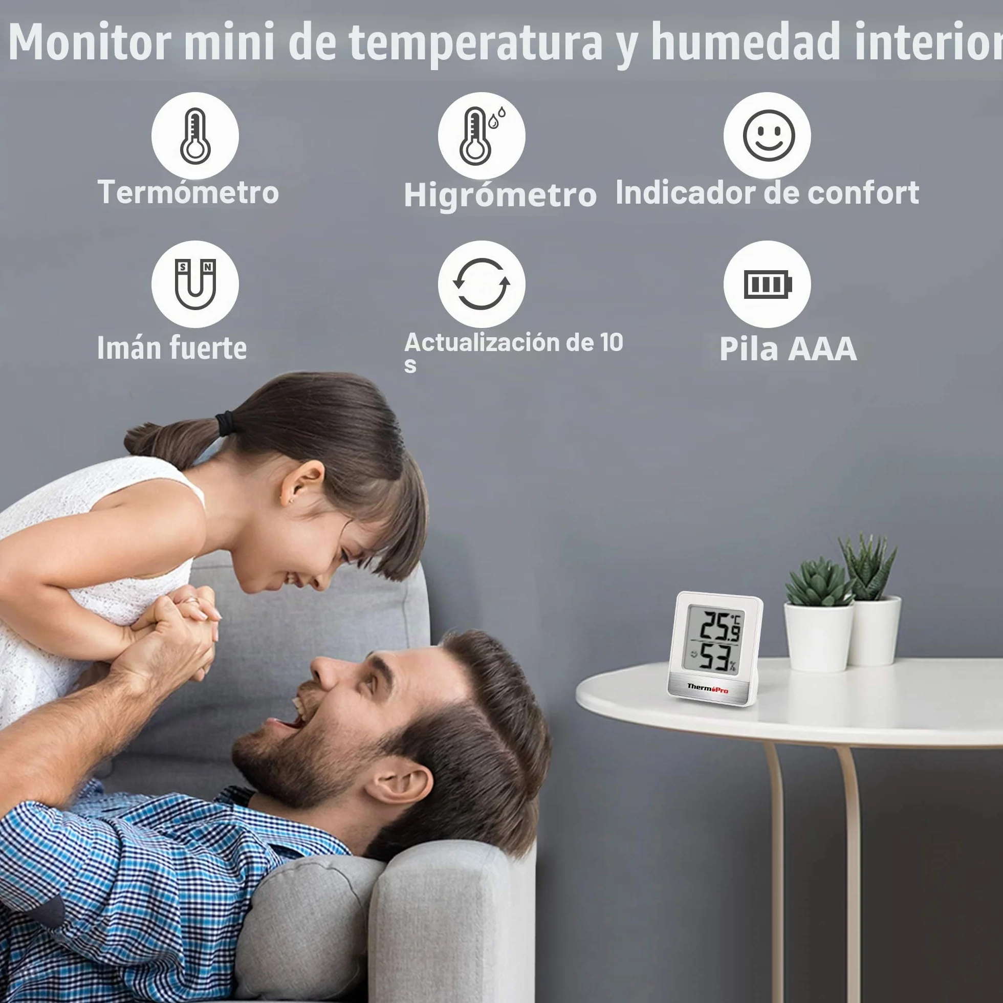 ThermoPro TP49 Higrómetro Digital Termómetro de Interior Temperatura Humedad
