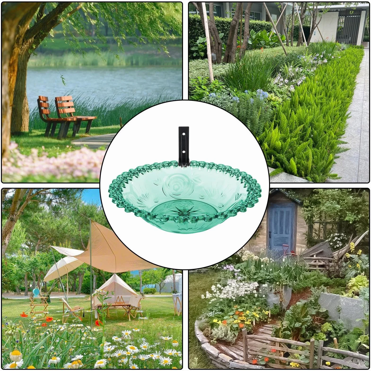 Baño de pájaros montado en árbol de 9 Pulgadas para Exteriores, Colgante Transparente