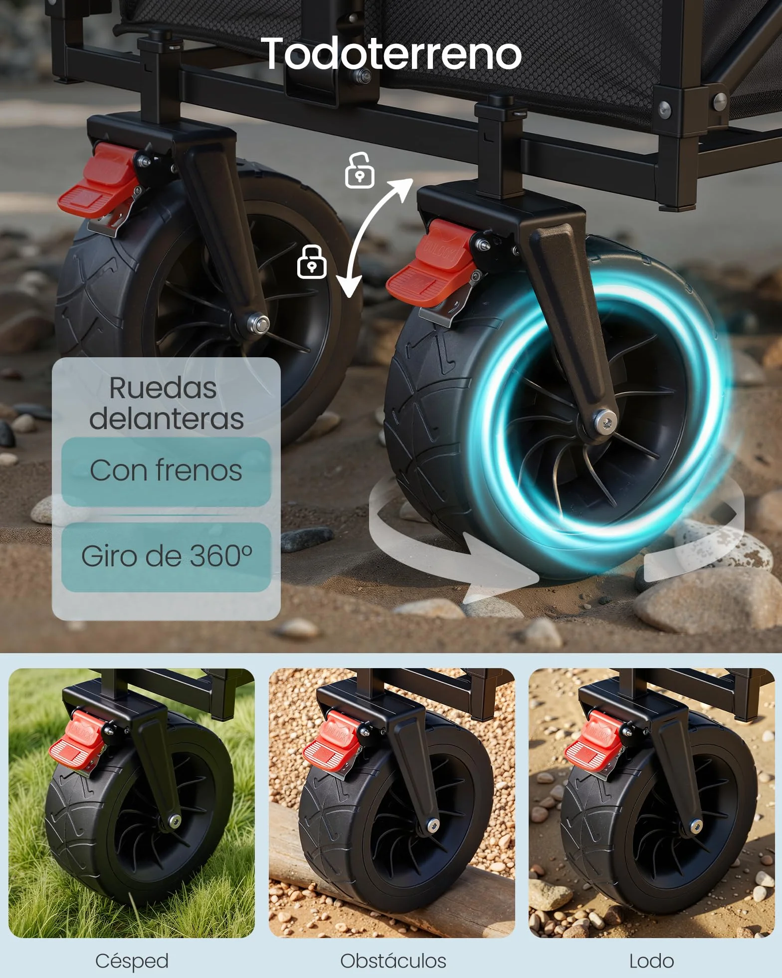 SONGMICS Carro Plegable de Jardín 180 kg 200 L 4 Ruedas Reforzadas Negro Tinta GFW201B101